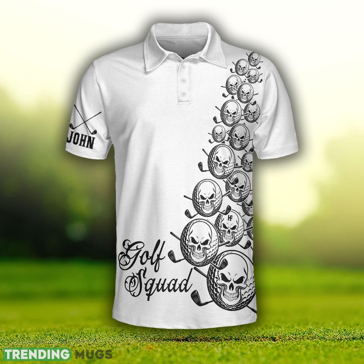 Skull Golfer, White Golf Squad Shirt, Golf Shirt Custom Name Polo Shirt For Men And Women Polo Shirt Skull Golfer, White Golf Squad Shirt, Golf Shirt Custom Name Polo Shirt For Men And Women Polo Shirt
