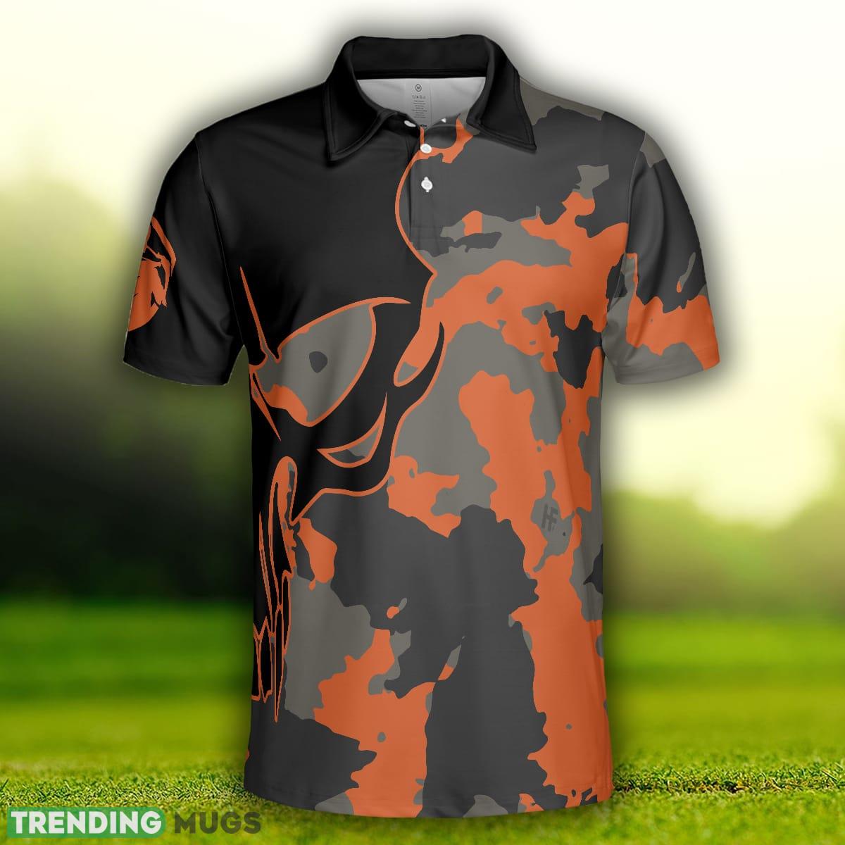 Skull Orange Camouflage Golf, Streetwear Camo Golf Shirt Polo Shirt For Men And Women Polo Shirt Skull Orange Camouflage Golf, Streetwear Camo Golf Shirt Polo Shirt For Men And Women Polo Shirt