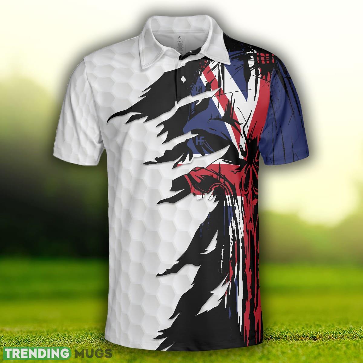 Skull United Kingdom Ripped Golf Short Sleeve, Golf Pattern, UK Golf Shirt Polo Shirt Polo Shirt Skull United Kingdom Ripped Golf Short Sleeve, Golf Pattern, UK Golf Shirt Polo Shirt Polo Shirt