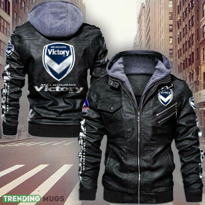 Soccer A League Melbourne Victory Style 8 Big Logo Black Brown Leather Jacket For Fans - Soccer A League Melbourne Victory Leather Jacket_1 Soccer A League Melbourne Victory Style 8 Big Logo Black Brown Leather Jacket For Fans - Soccer A League Melbourne Victory Leather Jacket_1
