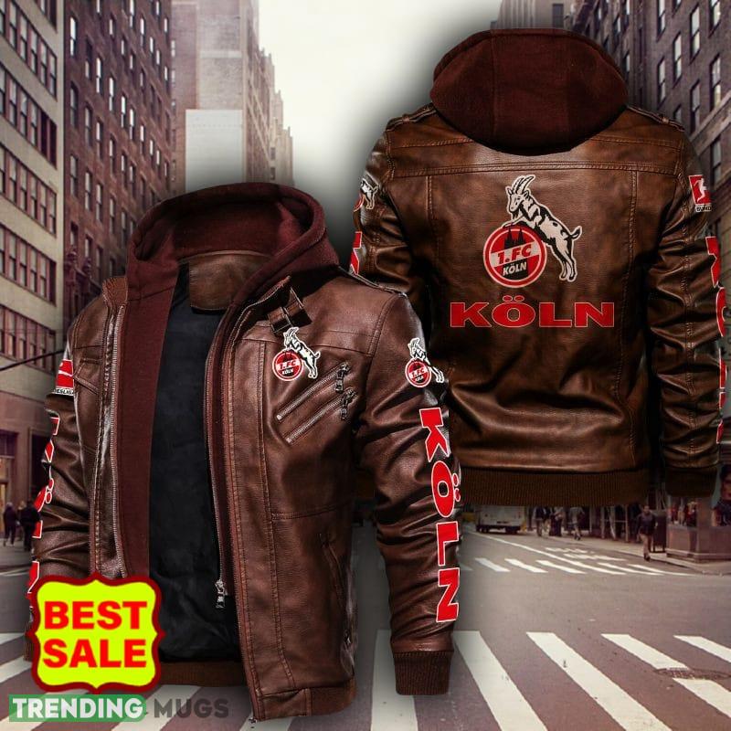 Soccer Bundesliga 1 FC Koln Logo 2 Black Brown Leather Jacket For Fans 2D Leather Jacket Soccer Bundesliga 1 FC Koln Logo 2 Black Brown Leather Jacket For Fans 2D Leather Jacket