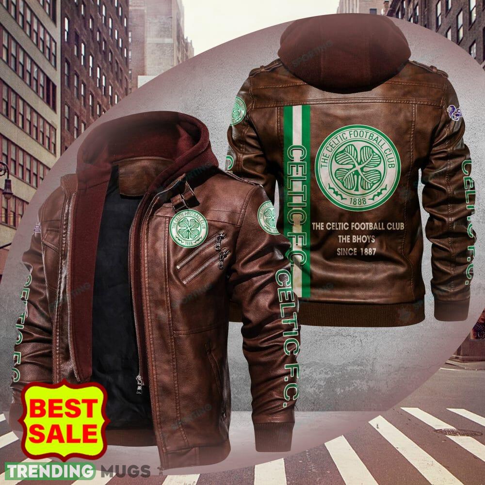 SPFL Celtic FC Logo 6 Brown And Black Leather Jacket For Men And Women 2D Leather Jacket SPFL Celtic FC Logo 6 Brown And Black Leather Jacket For Men And Women 2D Leather Jacket