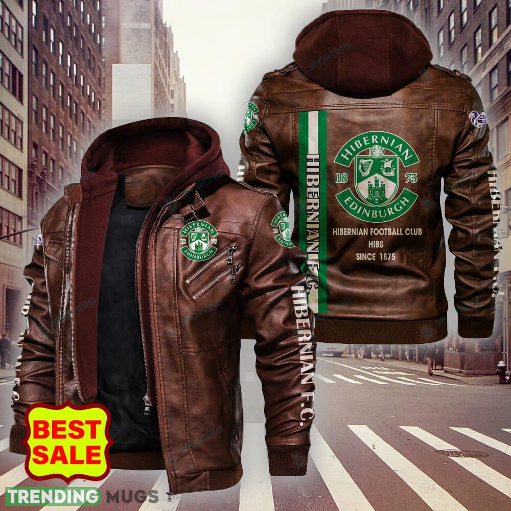 SPFL Hibernian FC Teams Logo Brown And Black Leather Jacket For Men And Women 2D Leather Jacket SPFL Hibernian FC Teams Logo Brown And Black Leather Jacket For Men And Women 2D Leather Jacket