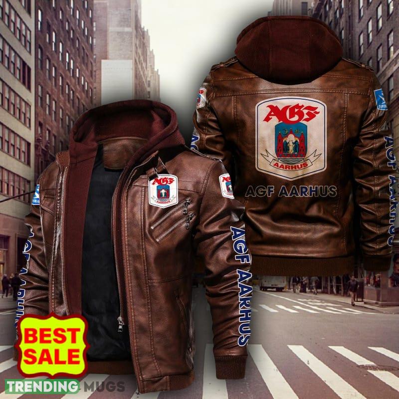 Superliga AGF Fodbold Logo 8 Brown And Black Leather Jacket For Men And Women 2D Leather Jacket Superliga AGF Fodbold Logo 8 Brown And Black Leather Jacket For Men And Women 2D Leather Jacket