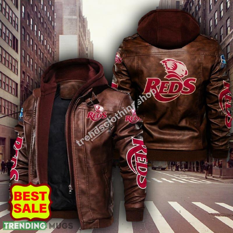 Supper Rugby Queensland Reds Design 4 Teams Logo Brown And Black Leather Jacket 2D Leather Jacket Supper Rugby Queensland Reds Design 4 Teams Logo Brown And Black Leather Jacket 2D Leather Jacket