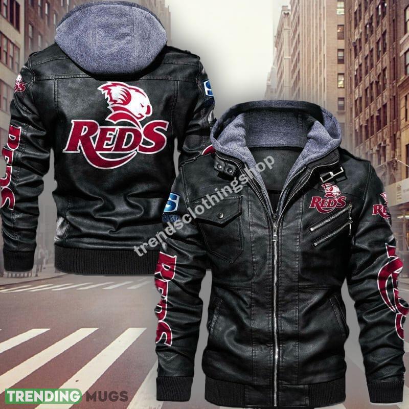 Supper Rugby Queensland Reds Design 4 Teams Logo Brown And Black Leather Jacket - Supper Rugby Queensland Reds Leather Jacket_1 Supper Rugby Queensland Reds Design 4 Teams Logo Brown And Black Leather Jacket - Supper Rugby Queensland Reds Leather Jacket_1
