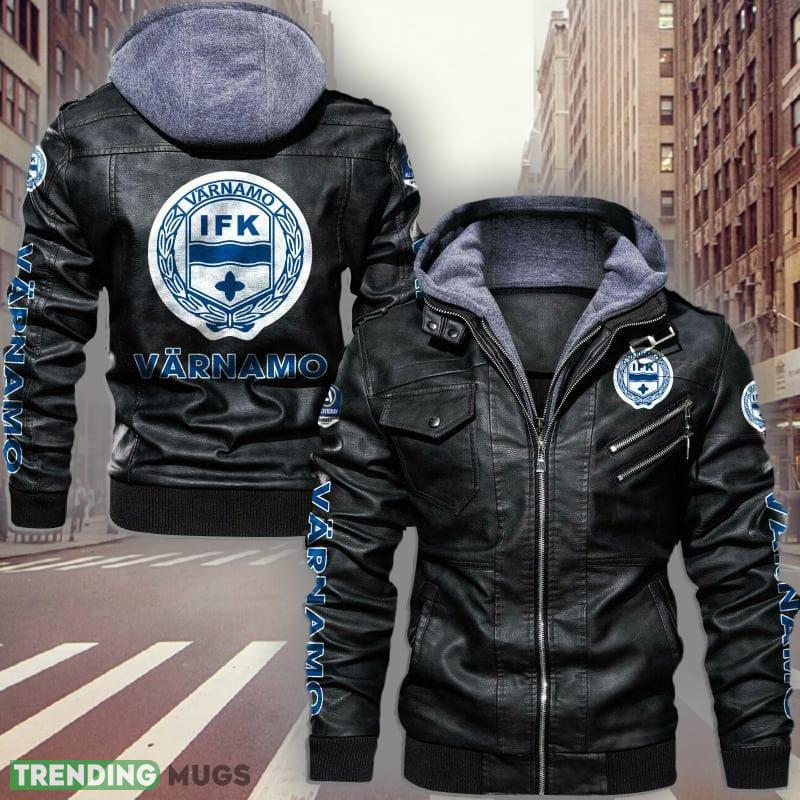 Swedish Fotbollsallsvenskan IFK Värnamo Style 3 Logo Brown And Black Leather Jacket For Fans - Swedish Fotbollsallsvenskan IFK Värnamo Leather Jacket_1 Swedish Fotbollsallsvenskan IFK Värnamo Style 3 Logo Brown And Black Leather Jacket For Fans - Swedish Fotbollsallsvenskan IFK Värnamo Leather Jacket_1
