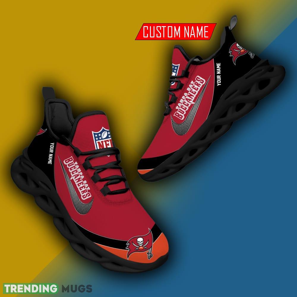 Tampa Bay Buccaneers NFL Football Teams Personalized Name Swoosh Max Soul Shoes Max Soul Tampa Bay Buccaneers NFL Football Teams Personalized Name Swoosh Max Soul Shoes Max Soul