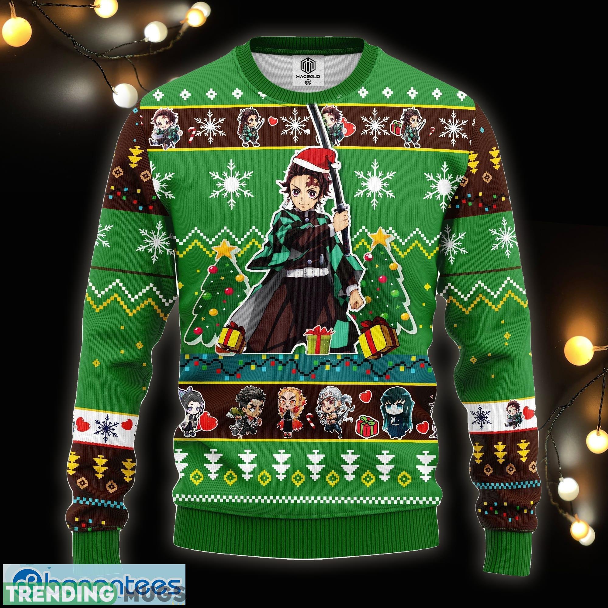 Tanjiro Kamado Demon Slayer Anime Ugly Christmas Sweater Green Ideas For Men Women - Tanjiro Kamado Demon Slayer Anime Ugly Christmas Sweater Green 1- Amazing Gift Idea Thanksgiving Gift_1