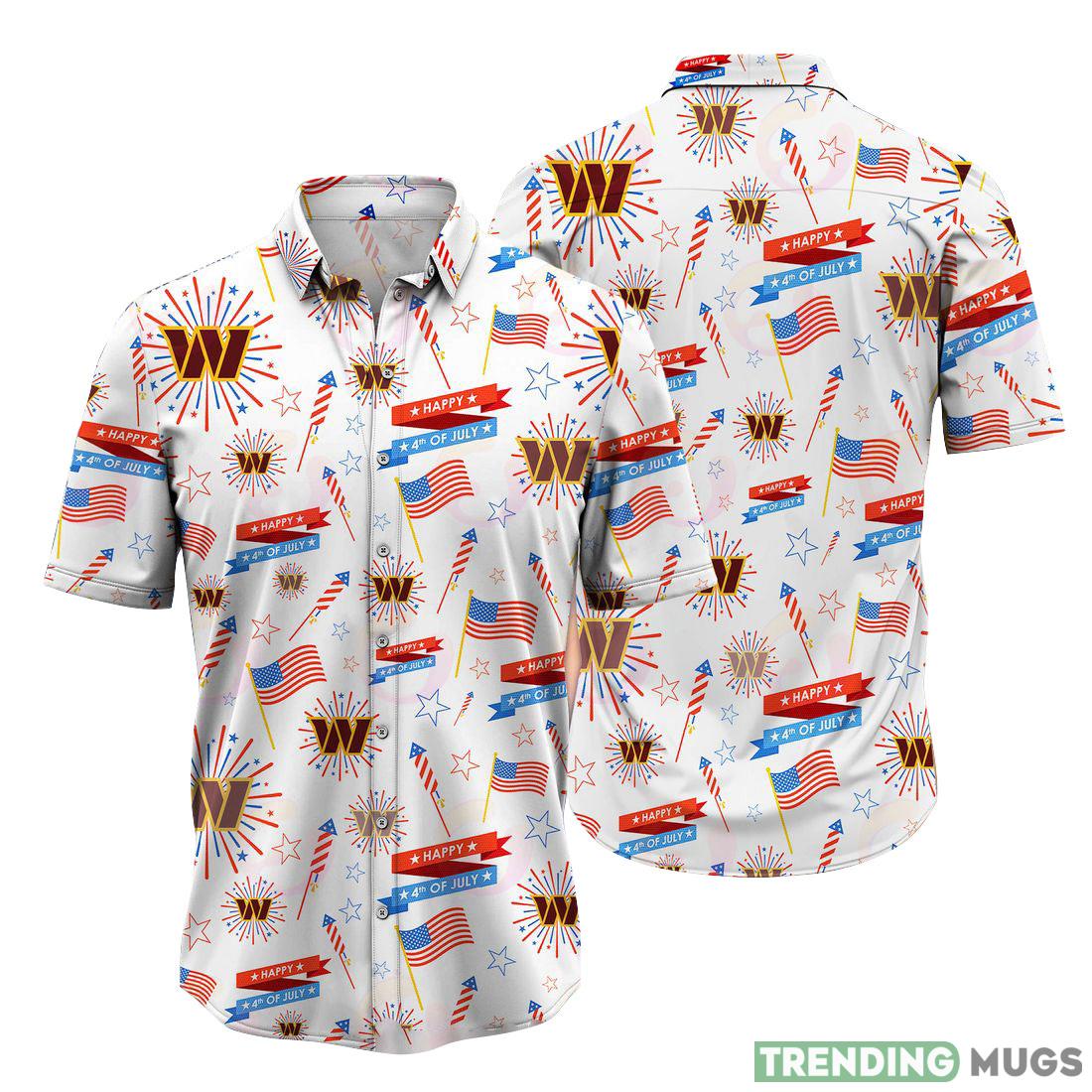 Washington Commanders NFL Design 1 Beach Hawaiian Shirt Men And Women For Fans Gift - Washington Commanders NFL Happy 4th Of July Hawaiian Shirt_1 Washington Commanders NFL Design 1 Beach Hawaiian Shirt Men And Women For Fans Gift - Washington Commanders NFL Happy 4th Of July Hawaiian Shirt_1
