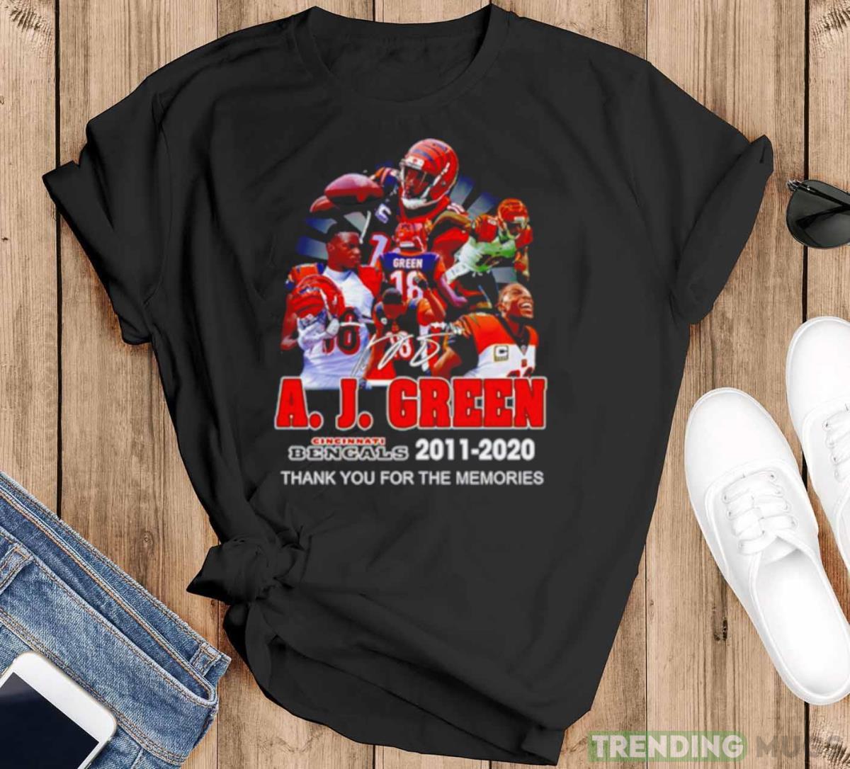 A. J. Green Cincinnati Bengals thank you for the memories signature shirt - Black T-Shirt A. J. Green Cincinnati Bengals thank you for the memories signature shirt - Black T-Shirt