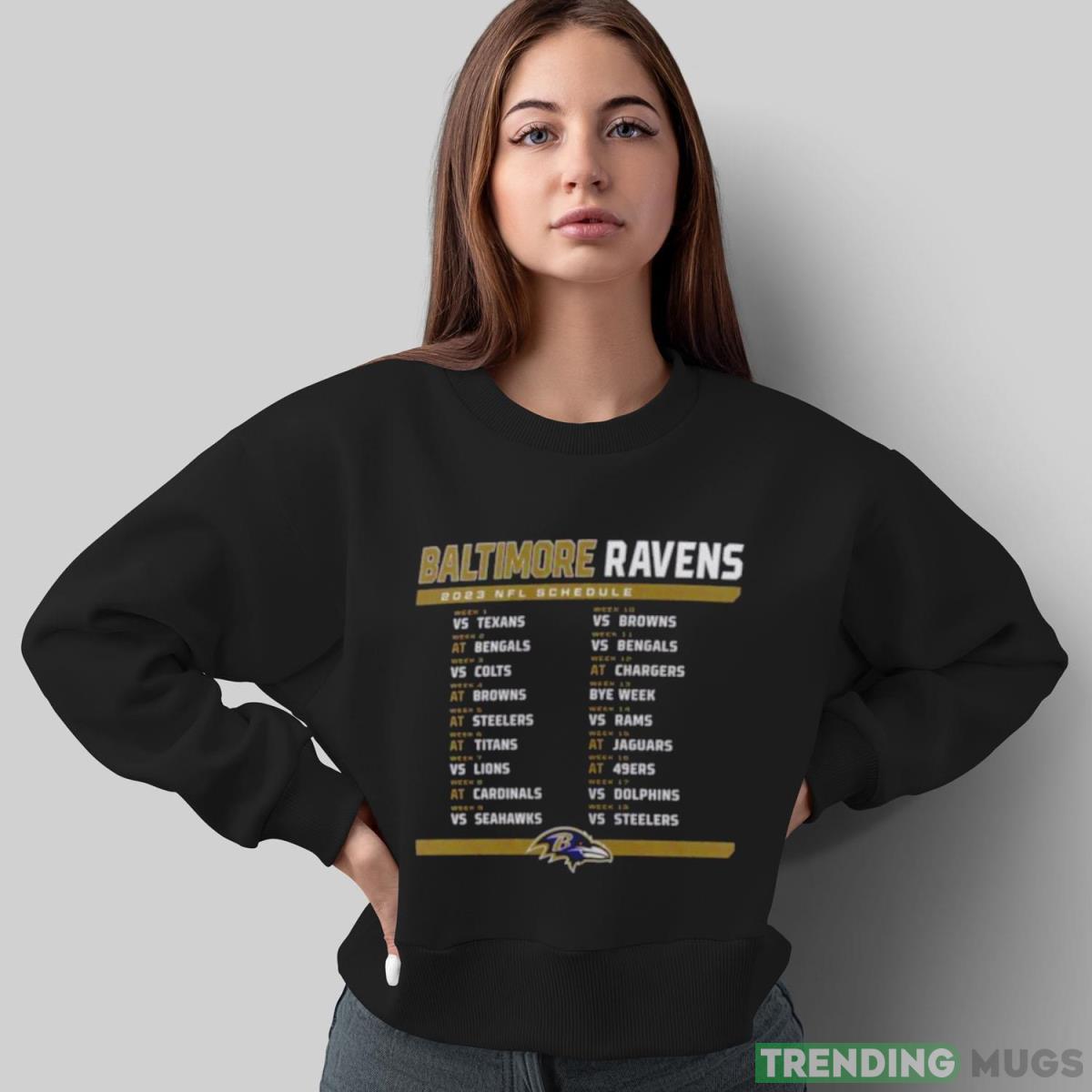 Baltimore Ravens 2023 NFL Schedule T Shirt Dark Shirt Baltimore Ravens 2023 NFL Schedule T Shirt Dark Shirt