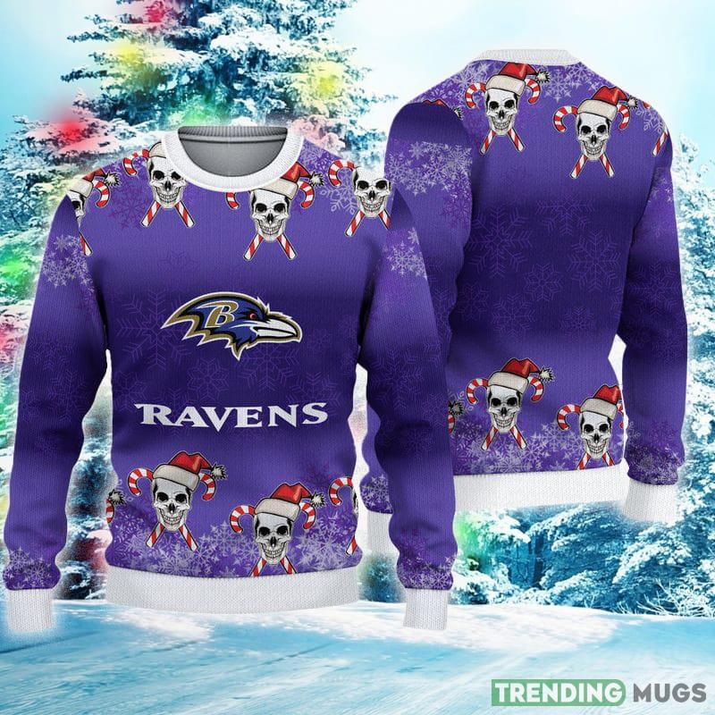 Baltimore Ravens Ugly Christmas Skull Xmas Sweater Wintertime Gift Mens Women - Baltimore Ravens Ugly Christmas Skull Xmas Sweater Wintertime Gift Mens Women