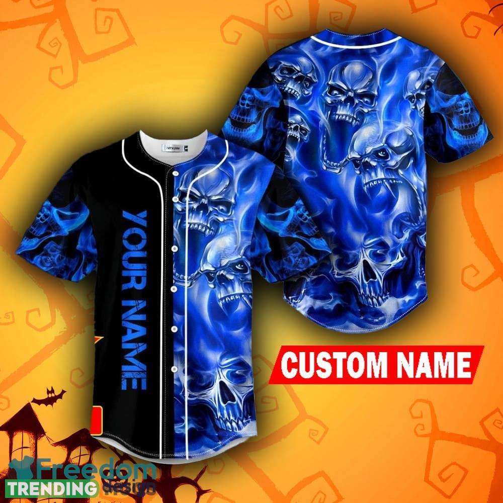Blue Soul Eater Ghost Halloween Skull Holiday Baseball Jersey Shirt Custom Name - Blue Soul Eater Ghost Halloween Skull Baseball Jersey Shirt Custom Name Blue Soul Eater Ghost Halloween Skull Holiday Baseball Jersey Shirt Custom Name - Blue Soul Eater Ghost Halloween Skull Baseball Jersey Shirt Custom Name