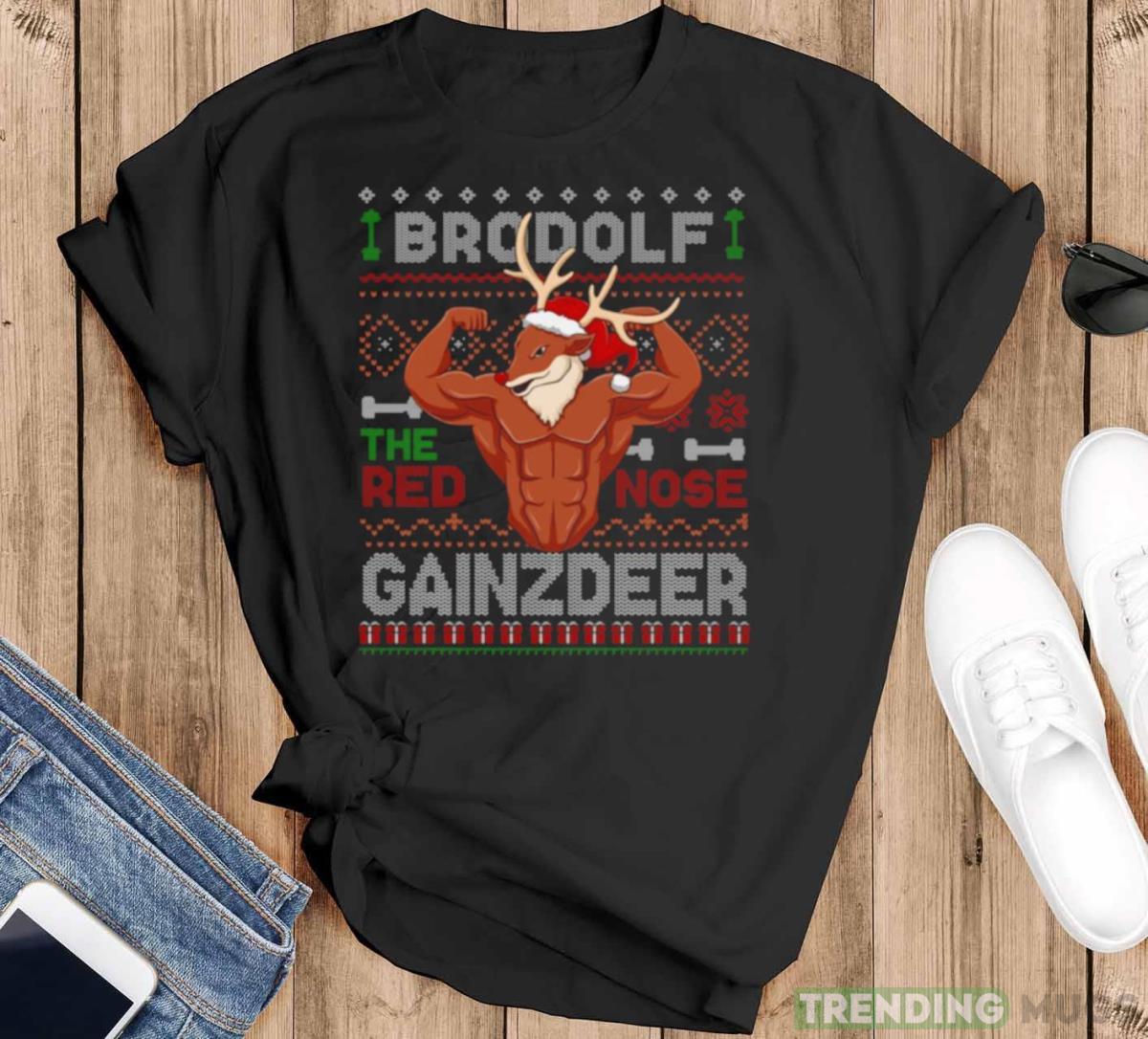 Brodolf The Red Nose Gainzdeer Gym shirt - Black T-Shirt Brodolf The Red Nose Gainzdeer Gym shirt - Black T-Shirt
