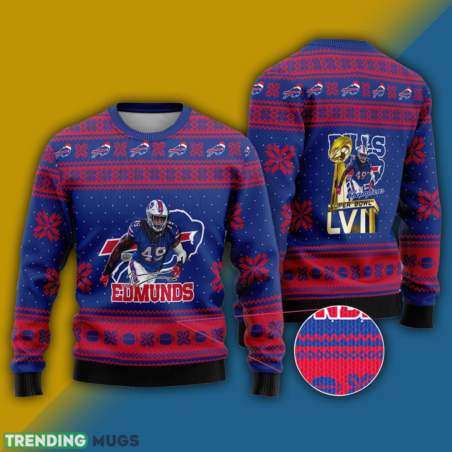 Buffalo Bills - Tremaine Edmunds #49 Super Bowl LVII Champions 2023 Ugly Christmas Sweater - Buffalo Bills - Tremaine Edmunds #49 Super Bowl LVII Champions 2023 Ugly Christmas Sweater Buffalo Bills - Tremaine Edmunds #49 Super Bowl LVII Champions 2023 Ugly Christmas Sweater - Buffalo Bills - Tremaine Edmunds #49 Super Bowl LVII Champions 2023 Ugly Christmas Sweater