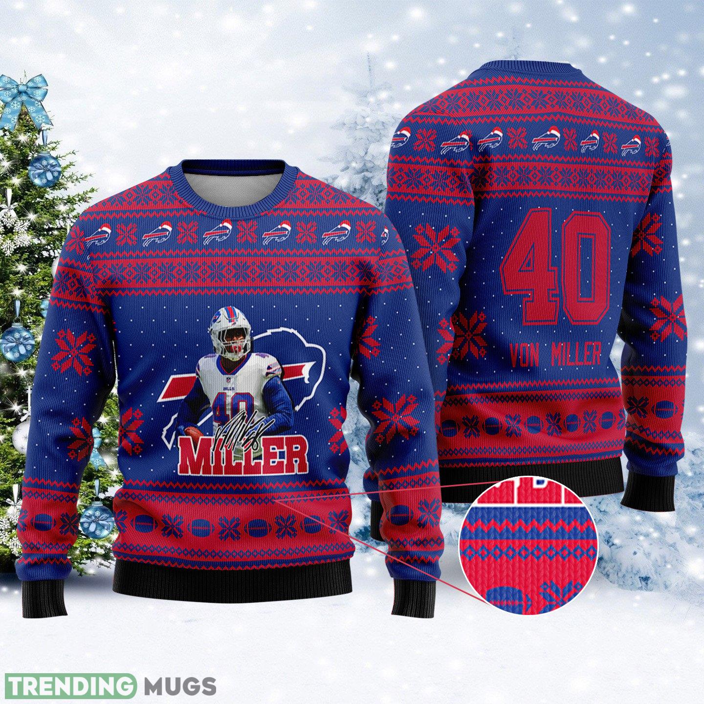Buffalo Bills - Von Miller Custom Name And Number Ugly Christmas Sweater - Buffalo Bills - Von Miller Custom Name And Number Ugly Christmas Sweater Buffalo Bills - Von Miller Custom Name And Number Ugly Christmas Sweater - Buffalo Bills - Von Miller Custom Name And Number Ugly Christmas Sweater