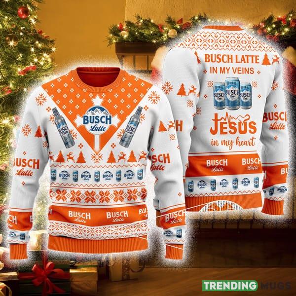 Busch Latte In My Veins Jesus In My Heart Ugly Christmas Sweater For Men And Women - Busch Latte In My Veins Jesus In My Heart Ugly Christmas Sweater For Men And Women Busch Latte In My Veins Jesus In My Heart Ugly Christmas Sweater For Men And Women - Busch Latte In My Veins Jesus In My Heart Ugly Christmas Sweater For Men And Women