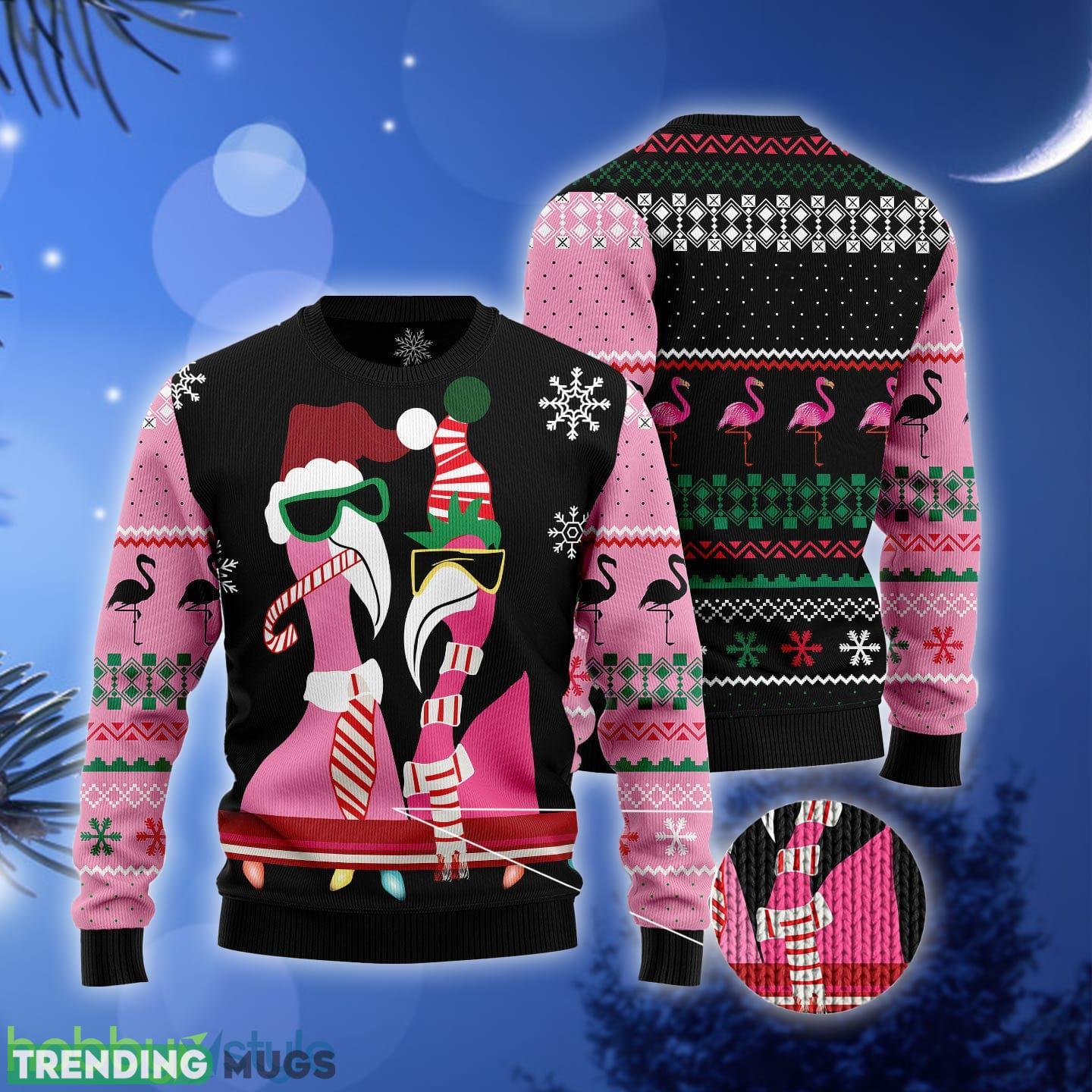 Candy Cane Flamingo Ugly Christmas Sweater Gift Men Women 3D Sweater Candy Cane Flamingo Ugly Christmas Sweater Gift Men Women 3D Sweater
