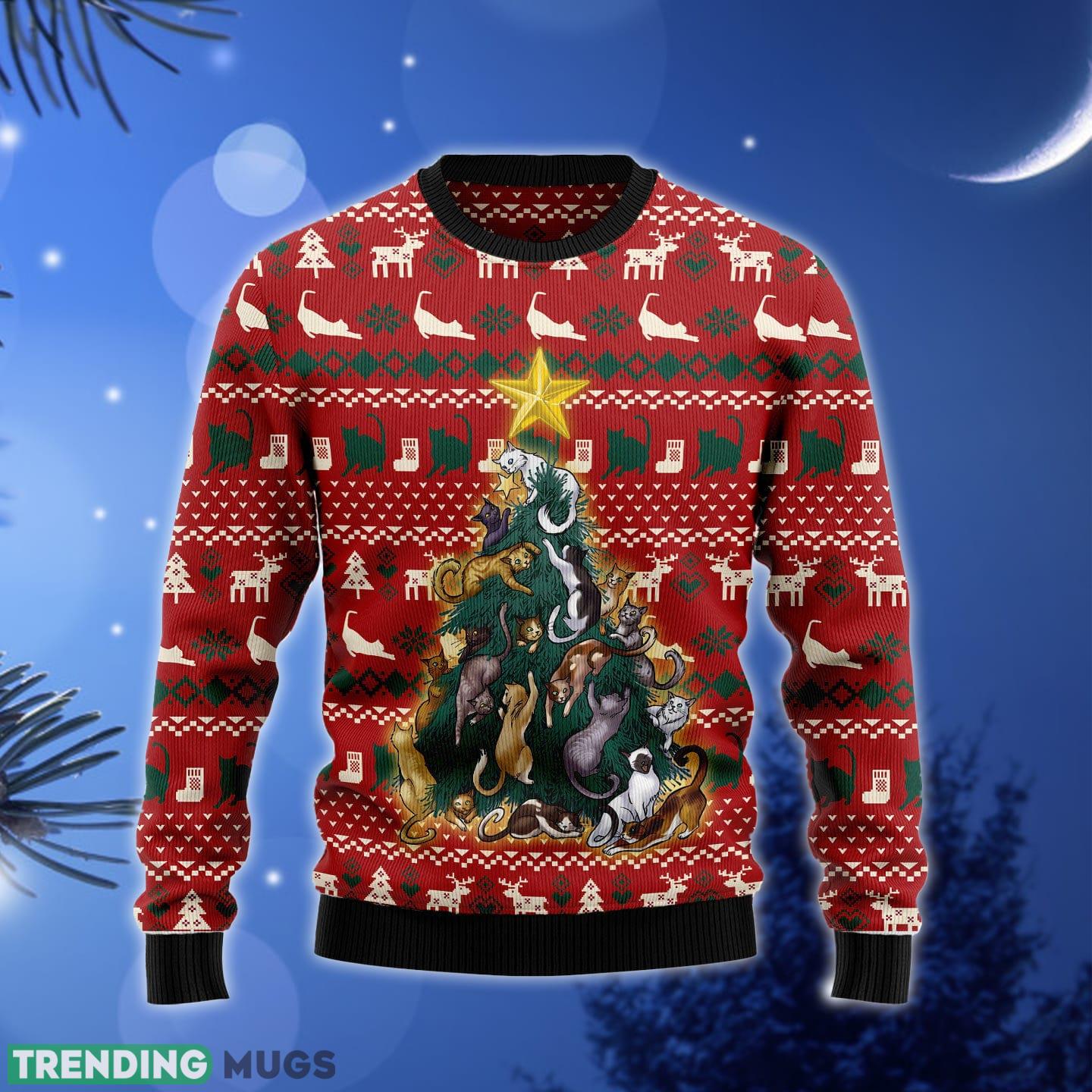 Cat Naughty Pine Ugly Christmas Sweater Gift Men Women - Cat Naughty Pine Ugly Christmas Sweater Gift Men Women_1