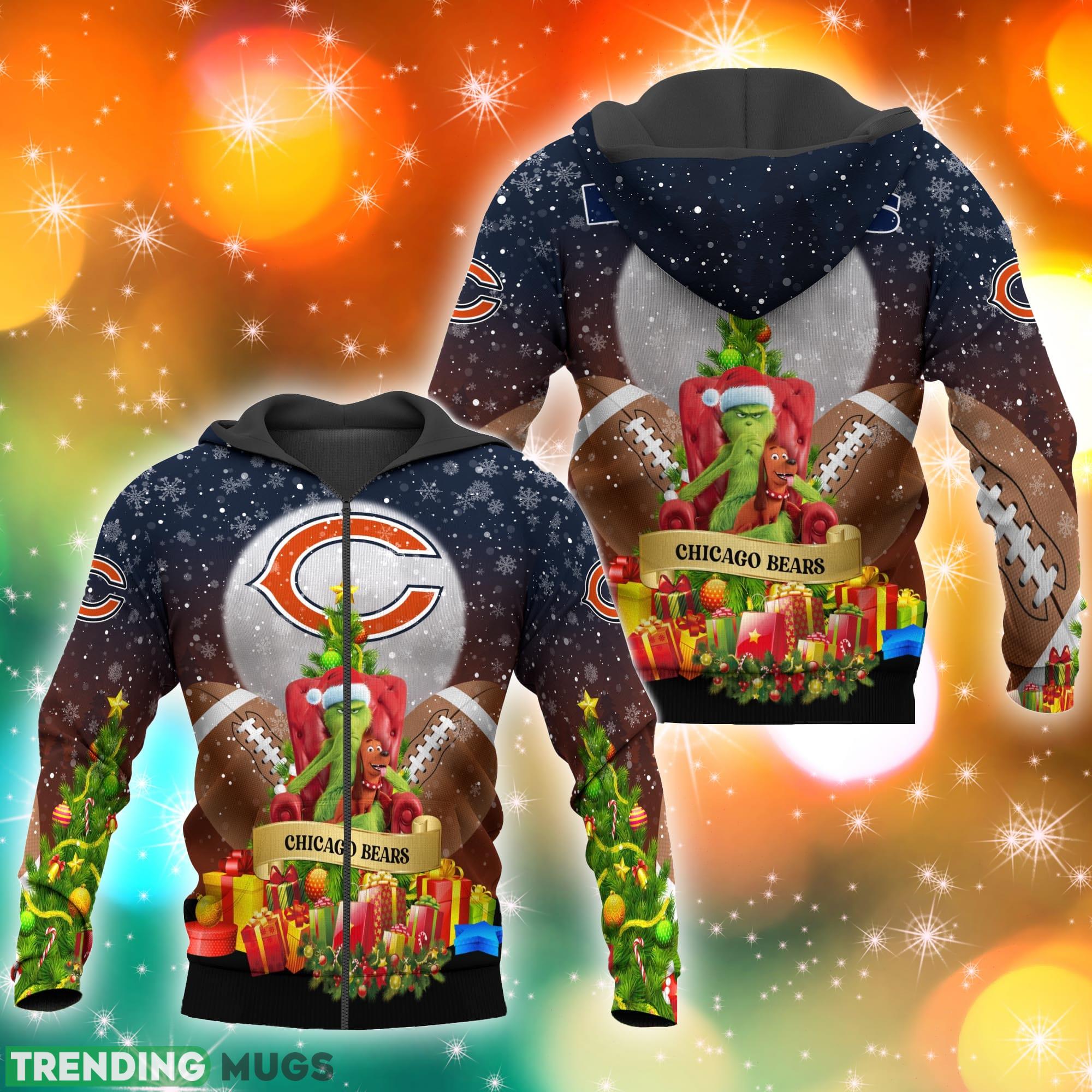Chicago Bears NFL Grinch Christmas Tree 3D Hoodie Pullover Prints 3D Hoodies Chicago Bears NFL Grinch Christmas Tree 3D Hoodie Pullover Prints 3D Hoodies