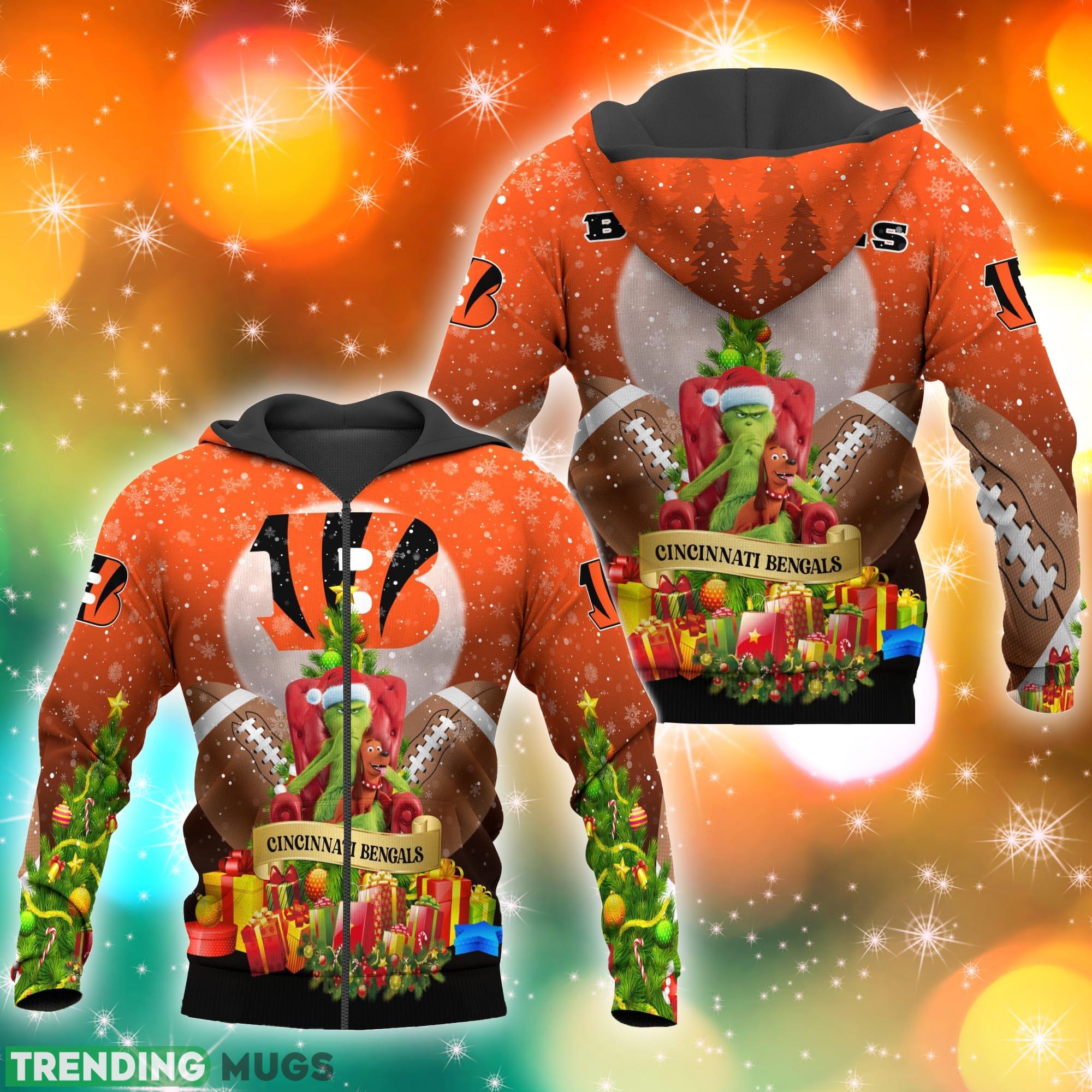 Cincinnati Bengals NFL Grinch Christmas Tree 3D Hoodie Pullover Prints 3D Hoodies Cincinnati Bengals NFL Grinch Christmas Tree 3D Hoodie Pullover Prints 3D Hoodies