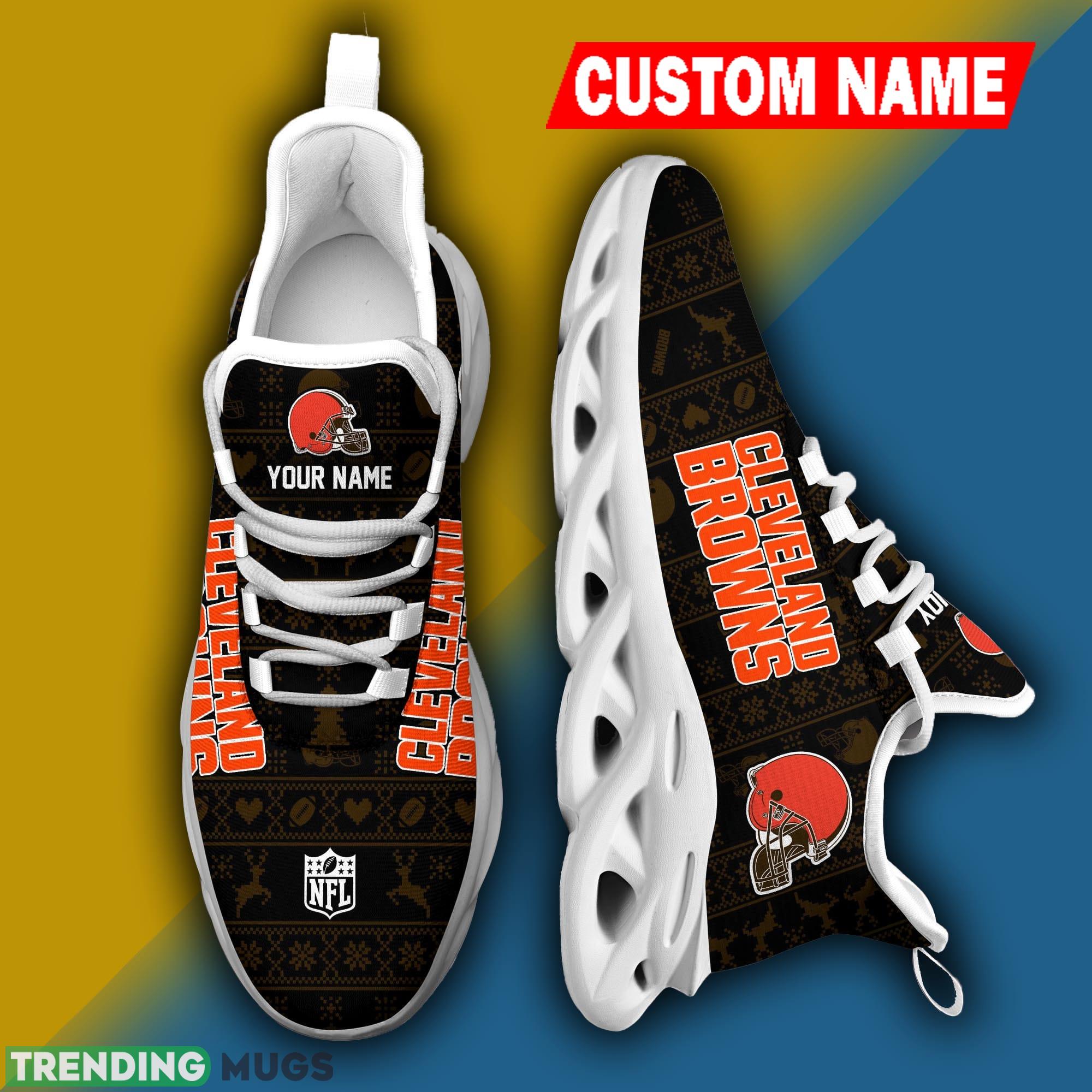 Cleveland Browns NFL Xmas Fans Max Soul Sneakers Christmas Shoes Custom Name Max Soul Cleveland Browns NFL Xmas Fans Max Soul Sneakers Christmas Shoes Custom Name Max Soul