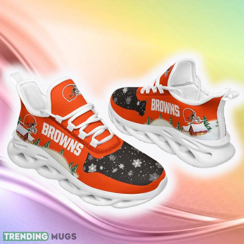 Cleveland Browns Print Party Ugly Christmas Snow Flowers Orange Color Sneakers Max Soul Shoes For Fans Gift Max Soul Cleveland Browns Print Party Ugly Christmas Snow Flowers Orange Color Sneakers Max Soul Shoes For Fans Gift Max Soul