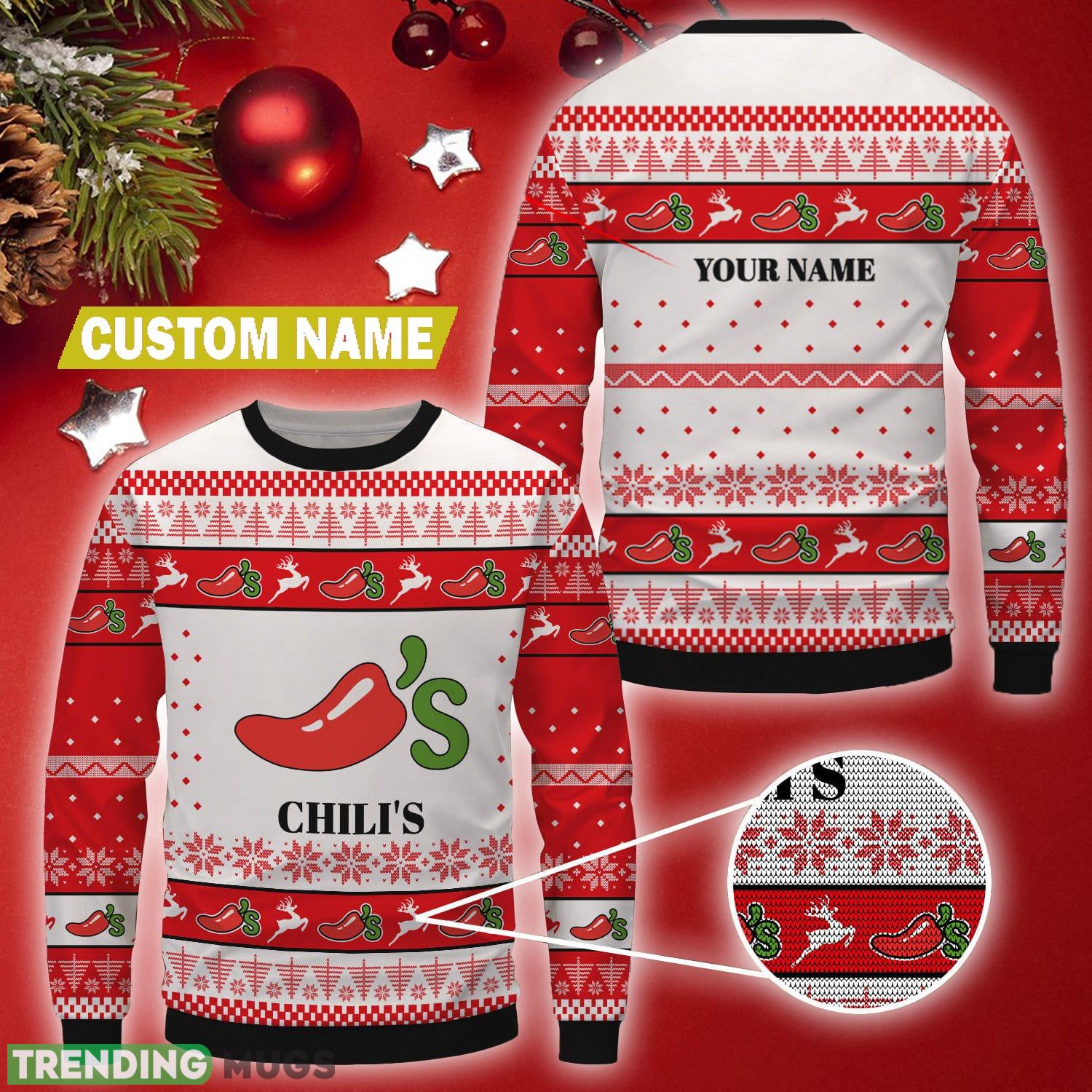 Custom Name chili's Brand Logo Christmas Wool Sweater 3D Sweater Custom Name chili's Brand Logo Christmas Wool Sweater - Custom Name chili's Brand Logo Christmas Wool Sweater
