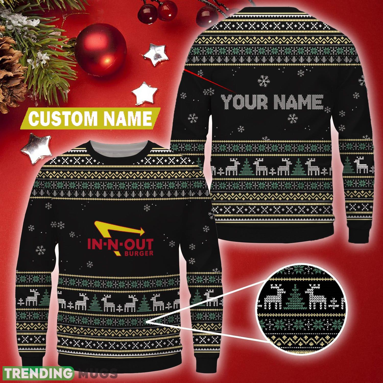 Custom Name in-n-out Brand Logo Christmas Wool Sweater - Custom Name in-n-out Brand Logo Christmas Wool Sweater Custom Name in-n-out Brand Logo Christmas Wool Sweater - Custom Name in-n-out Brand Logo Christmas Wool Sweater