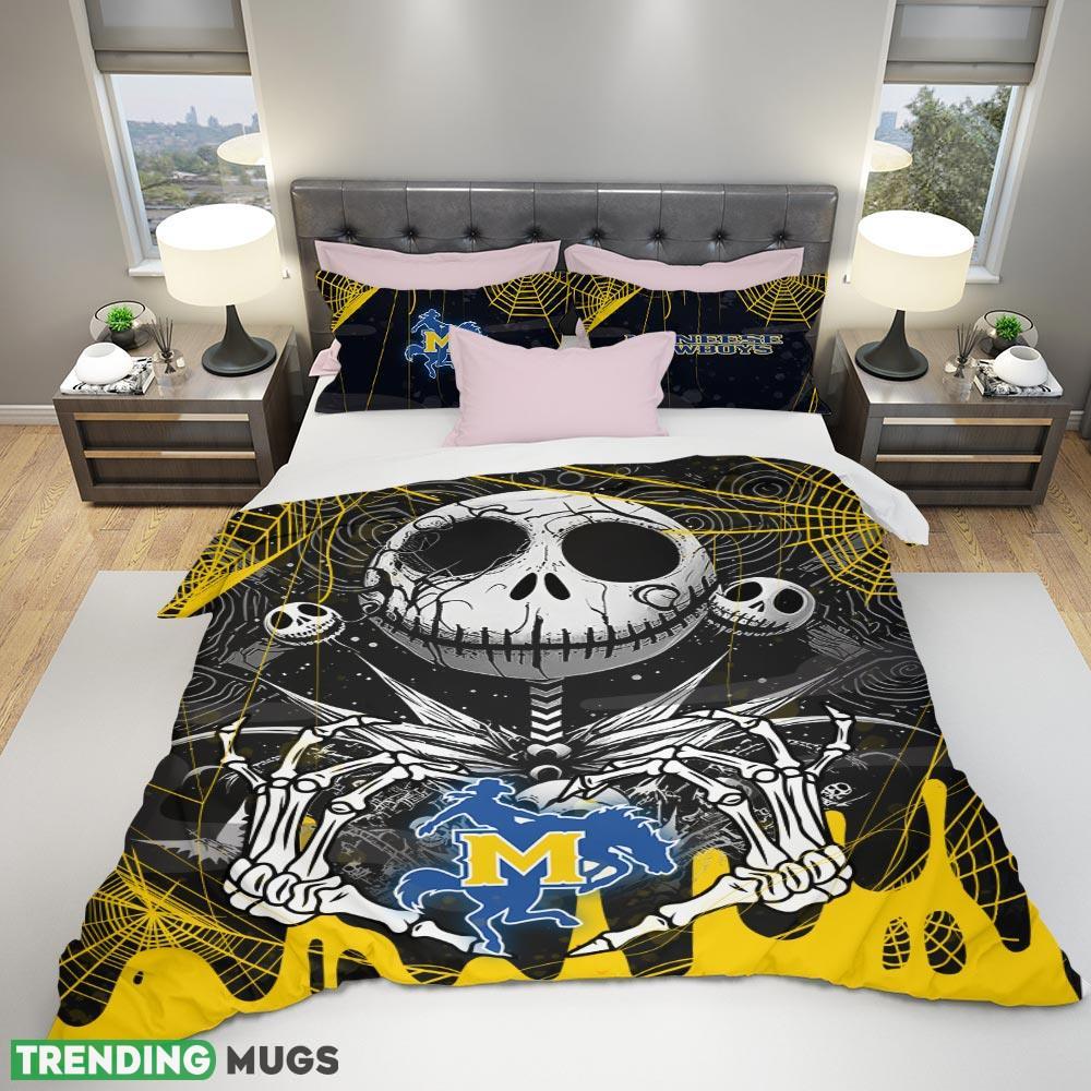 Custom Name McNeese State Cowboys Jack Skellington Halloween Nightmare-3D Quilt Sets Full Size Bedding - Personalized McNeese State Cowboys Jack Skellington Halloween Nightmare-3D Bedding Set_1