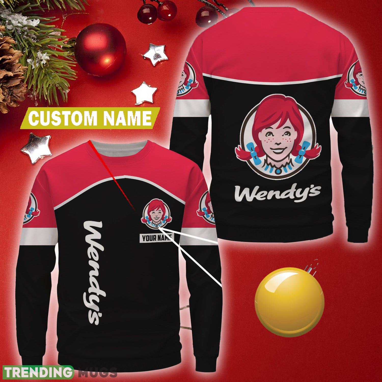 Custom Name wendy's Brand Logo Christmas Wool Sweater - Custom Name wendy's Brand Logo Christmas Wool Sweater