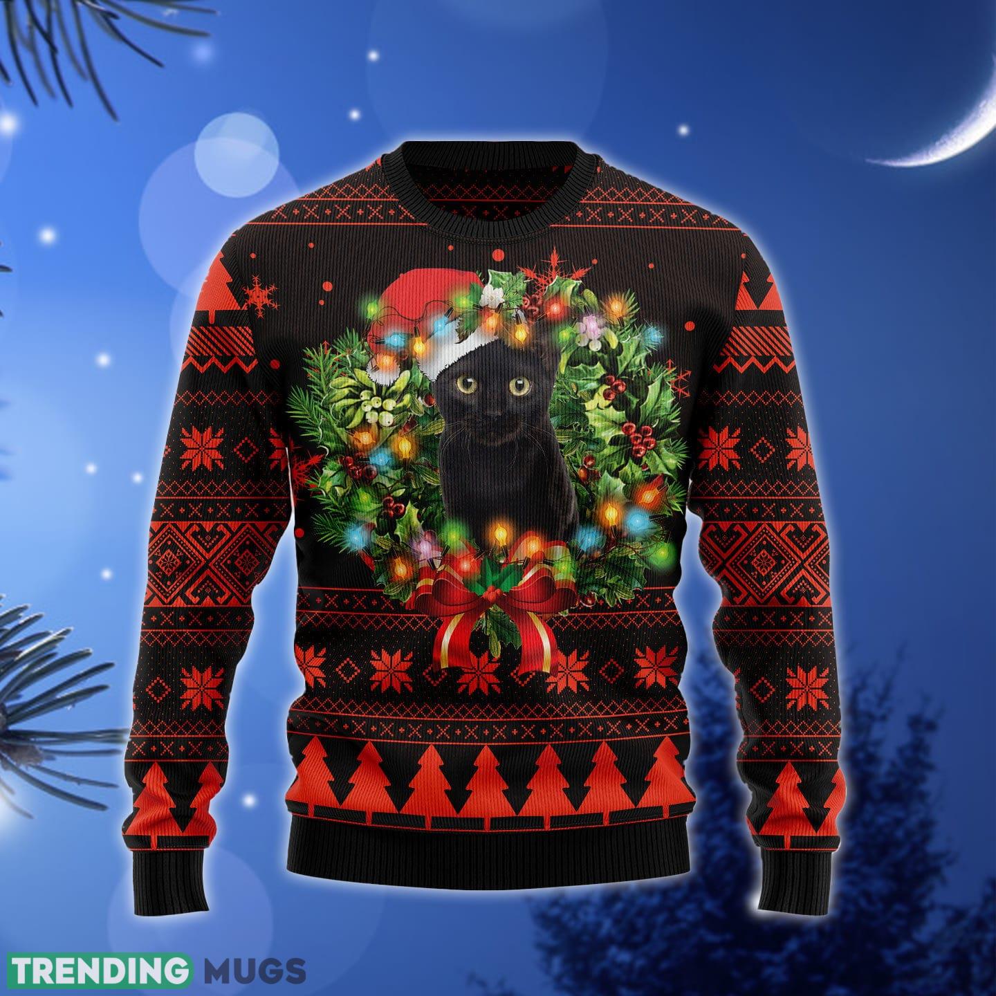 Cute Black Cat black Ugly Christmas Sweater Gift Men Women - Cute Black Cat TG51125 unisex womens & mens, couples matching, friends, black cat lover, funny family ugly christmas holiday sweater gifts (plus size available)_1