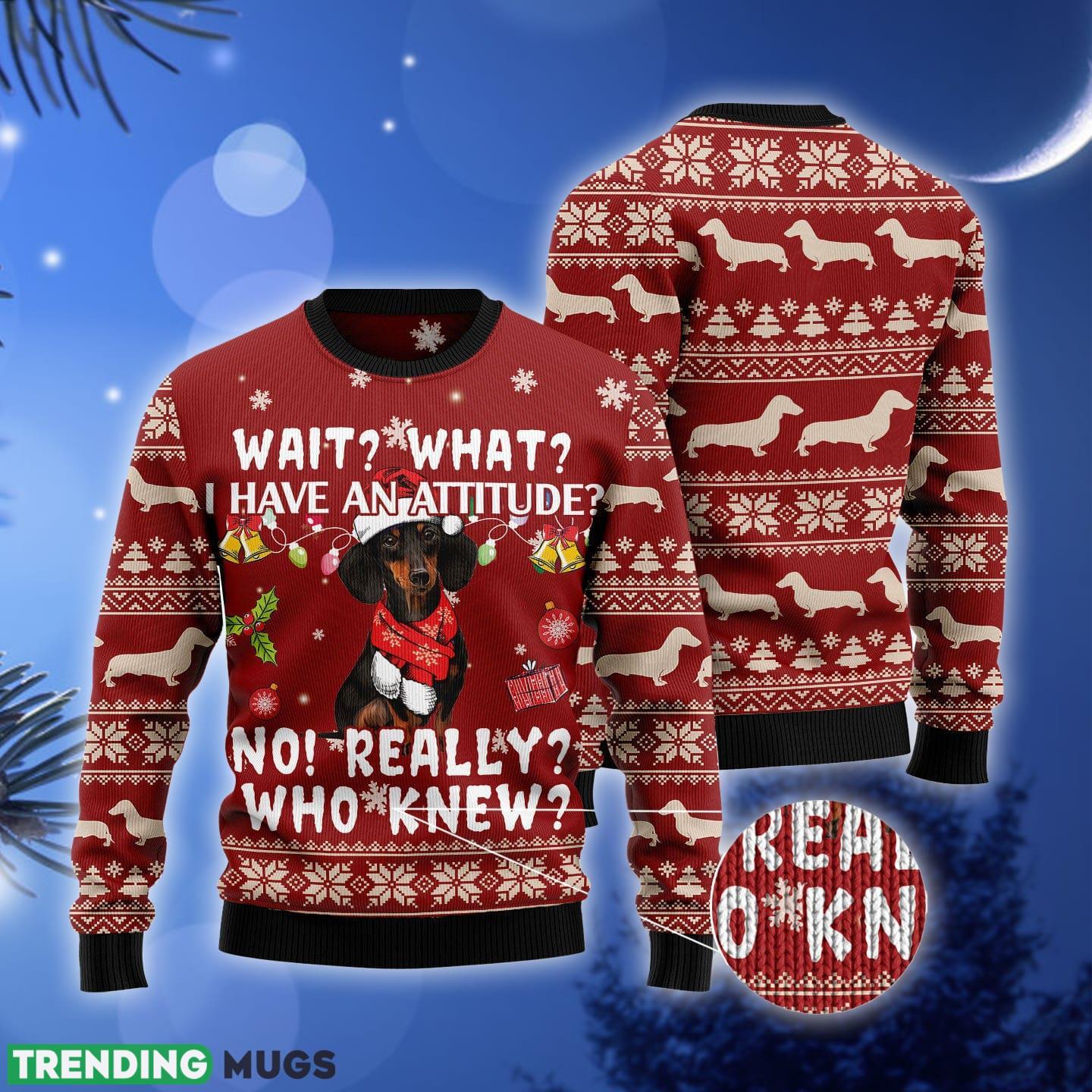 Dachshund Attitude Ugly Christmas Sweater Gift Men Women 3D Sweater Dachshund Attitude Ugly Christmas Sweater Gift Men Women 3D Sweater