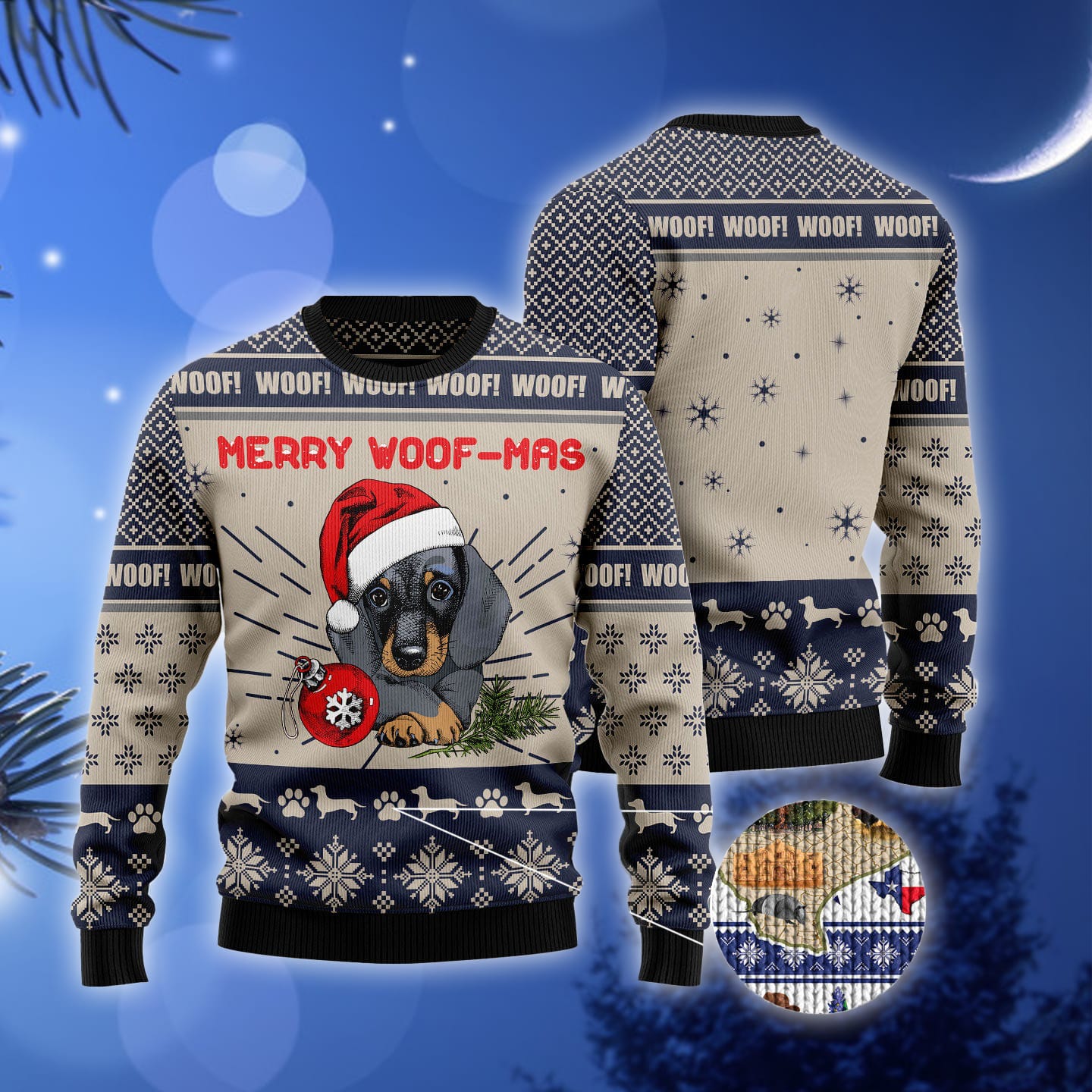 Dachshund Merry Woofmas Ugly Christmas Sweater Gift Men Women 3D Sweater Dachshund Merry Woofmas Ugly Christmas Sweater Gift Men Women 3D Sweater