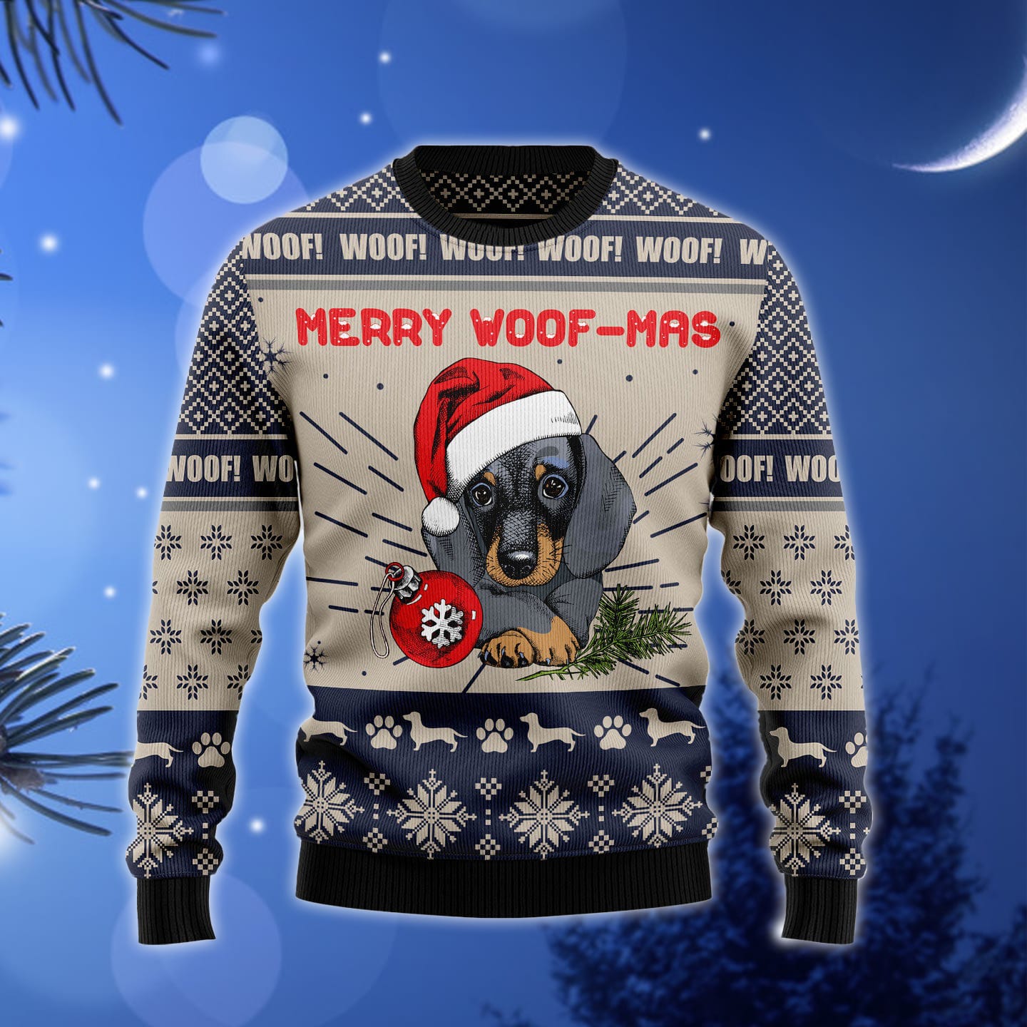 Dachshund Merry Woofmas Ugly Christmas Sweater Gift Men Women - 100923-101618 Dachshund Merry Woofmas Ugly Christmas Sweater Gift Men Women - 100923-101618
