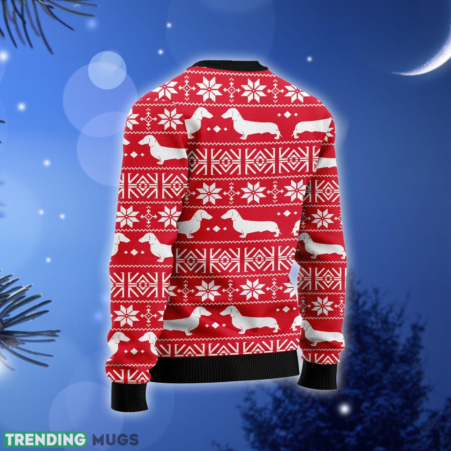 Dachshund Red Pattern Ugly Christmas Sweater Gift Men Women 3D Sweater Dachshund Red Pattern Ugly Christmas Sweater Gift Men Women 3D Sweater