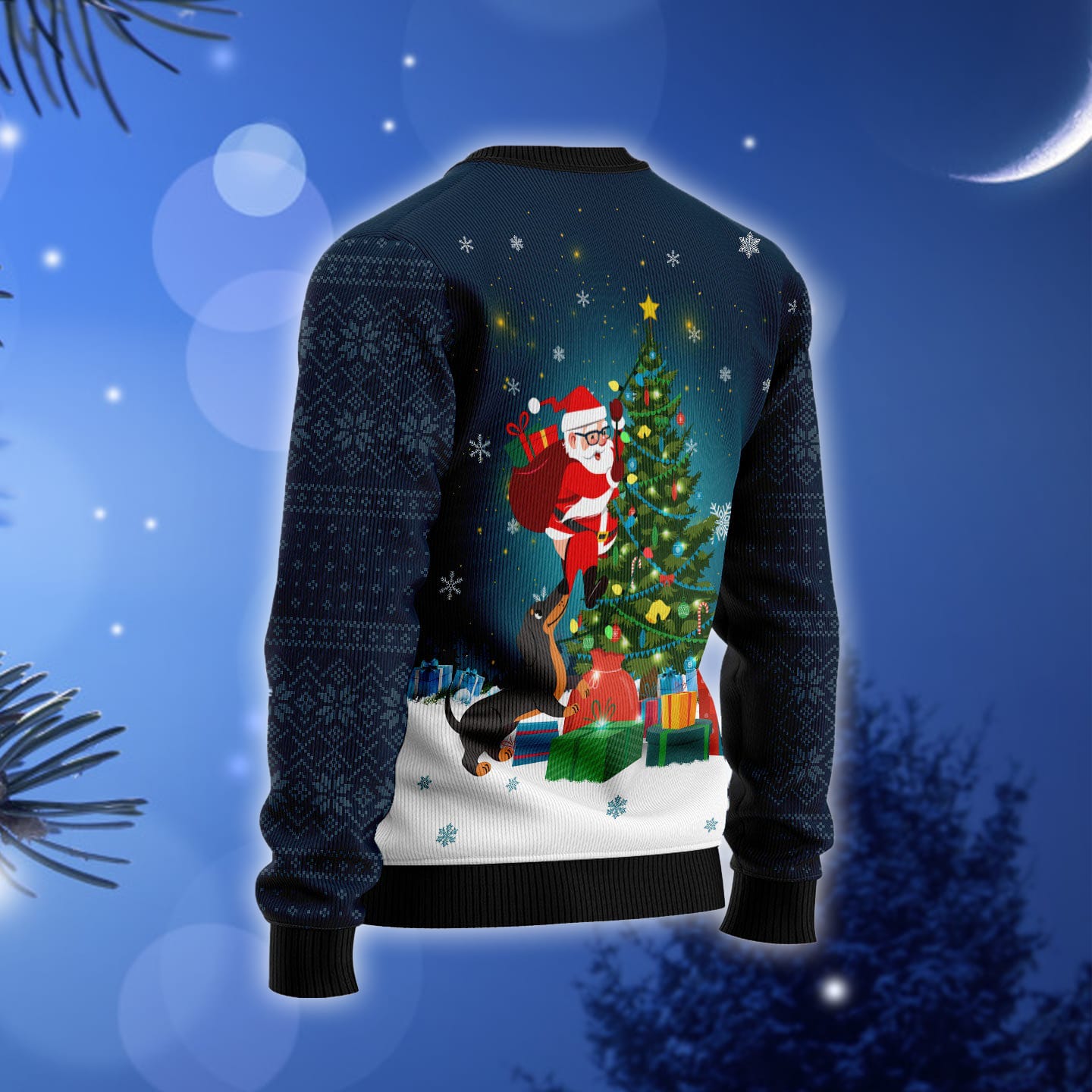 Dog Biting A Santa Claus In The Night Ugly Christmas Sweater Gift Men Women 3D Sweater Dog Biting A Santa Claus In The Night Ugly Christmas Sweater Gift Men Women 3D Sweater