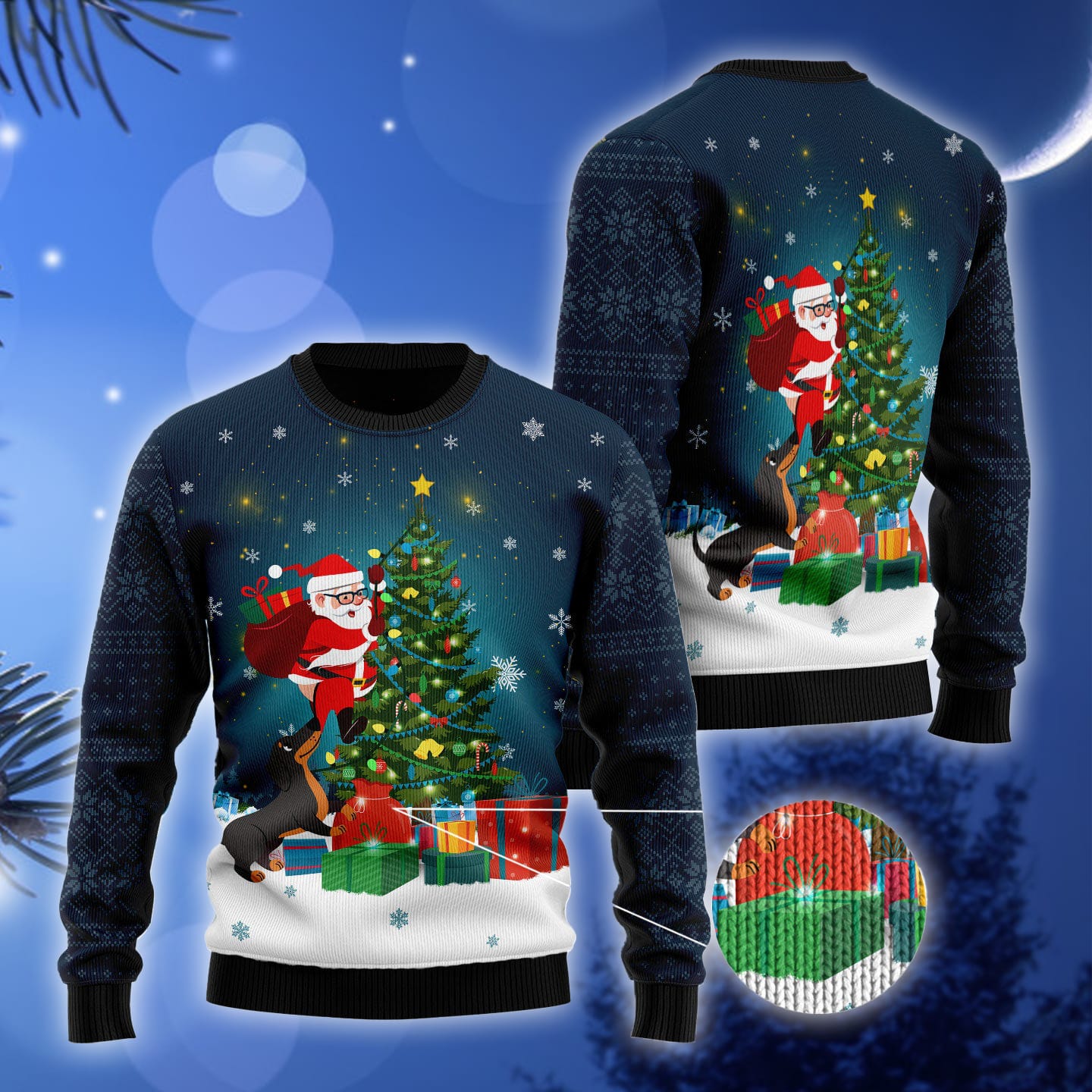 Dog Biting A Santa Claus In The Night Ugly Christmas Sweater Gift Men Women 3D Sweater Dog Biting A Santa Claus In The Night Ugly Christmas Sweater Gift Men Women 3D Sweater
