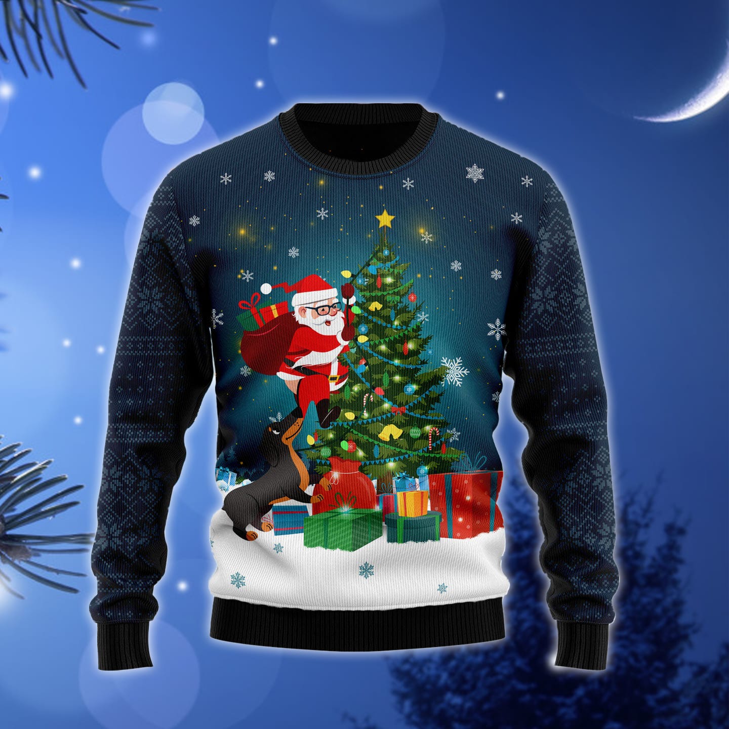 Dog Biting A Santa Claus In The Night Ugly Christmas Sweater Gift Men Women - 100923-102755 Dog Biting A Santa Claus In The Night Ugly Christmas Sweater Gift Men Women - 100923-102755