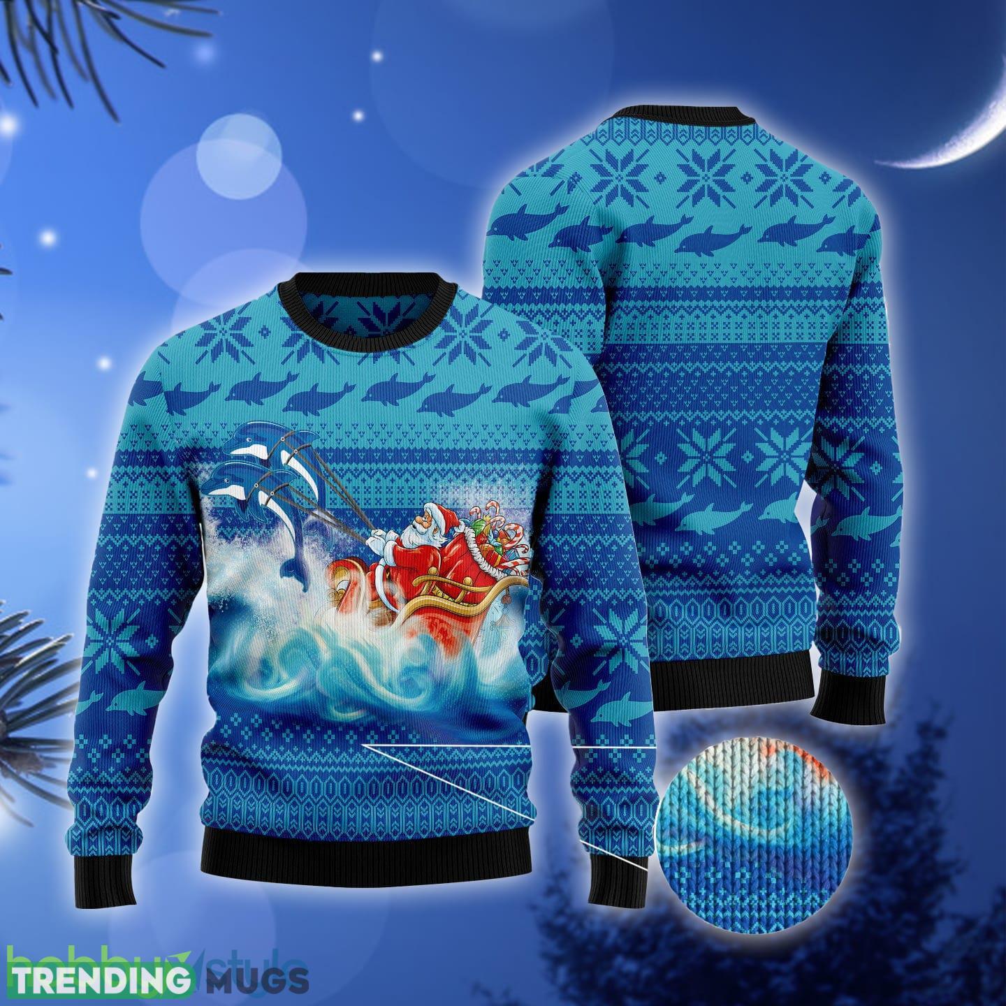 Dolphin Riding The Waves With Santa Ugly Christmas Sweater Gift Men Women 3D Sweater Dolphin Riding The Waves With Santa Ugly Christmas Sweater Gift Men Women 3D Sweater