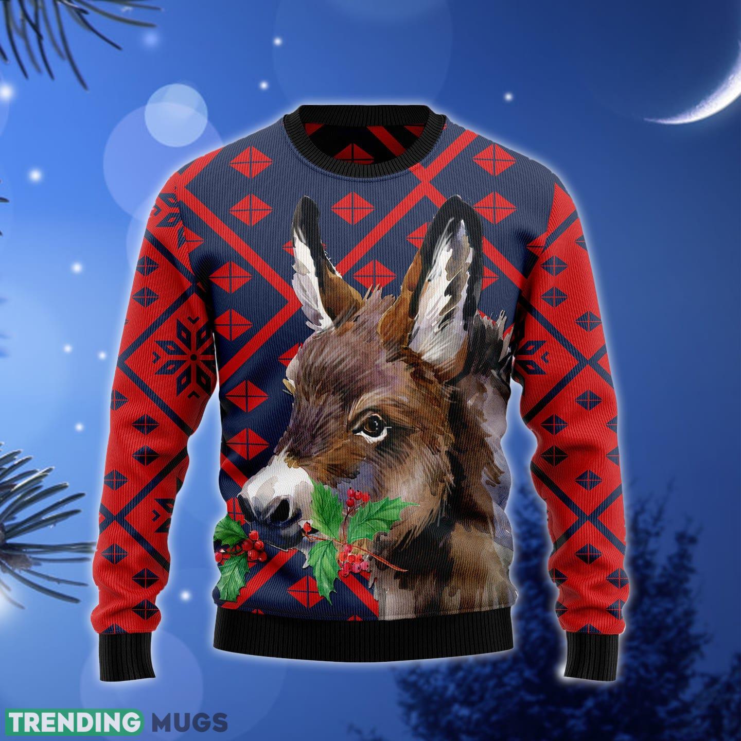 Donkey Ugly Christmas Sweater Gift Men Women - Donkey Christmas T3011 unisex womens & mens, couples matching, friends, funny family ugly christmas holiday sweater gifts (plus size available)_1