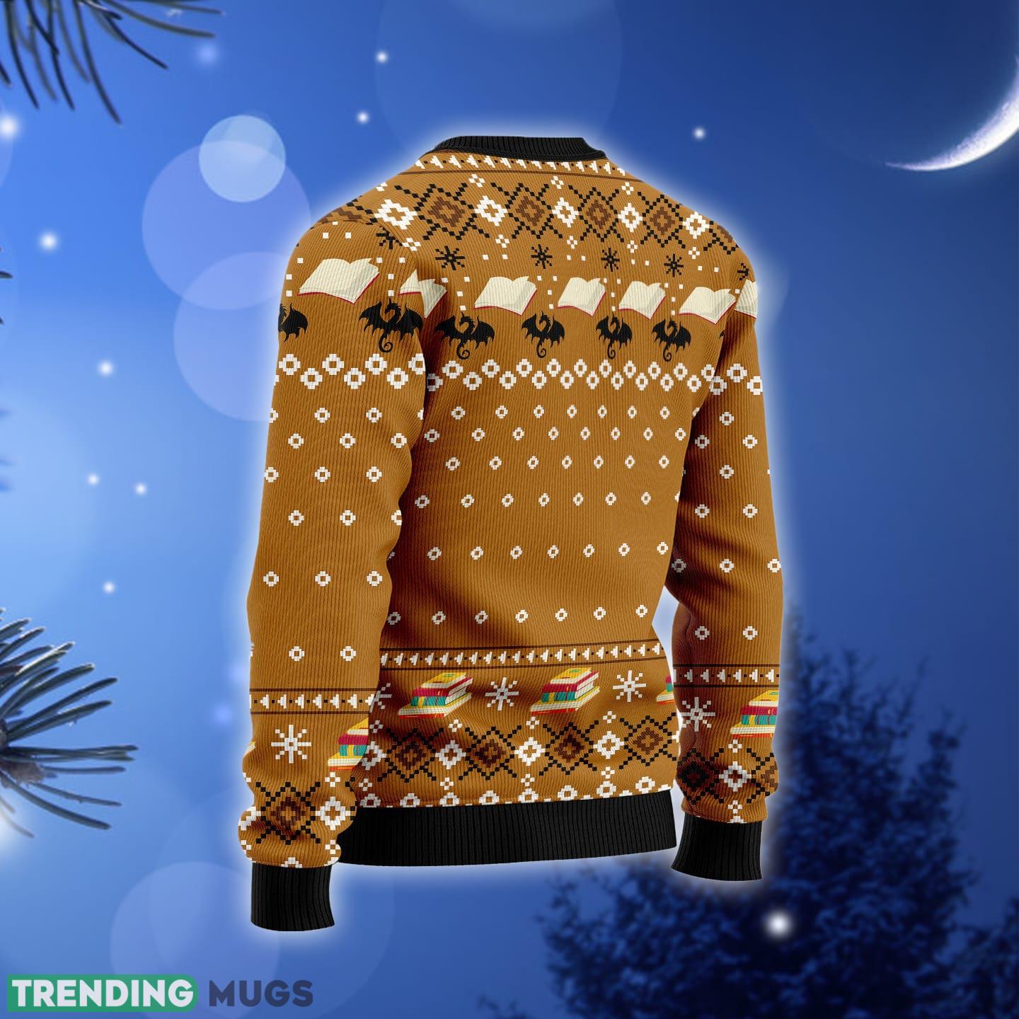 Dragon and Book Ugly Christmas Sweater Gift Men Women 3D Sweater Dragon and Book Ugly Christmas Sweater Gift Men Women 3D Sweater