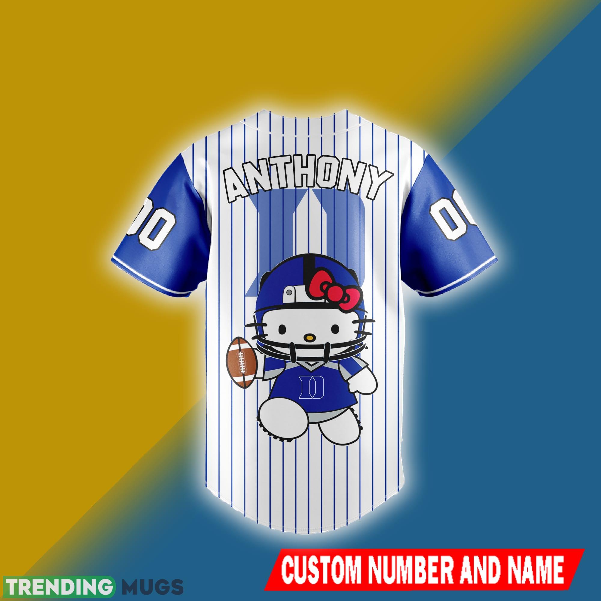 Duke Blue Devils Jersey Shirt NCAA Hello Kitty Custom Number And Name Football Jersey Duke Blue Devils Jersey Shirt NCAA Hello Kitty Custom Number And Name Football Jersey