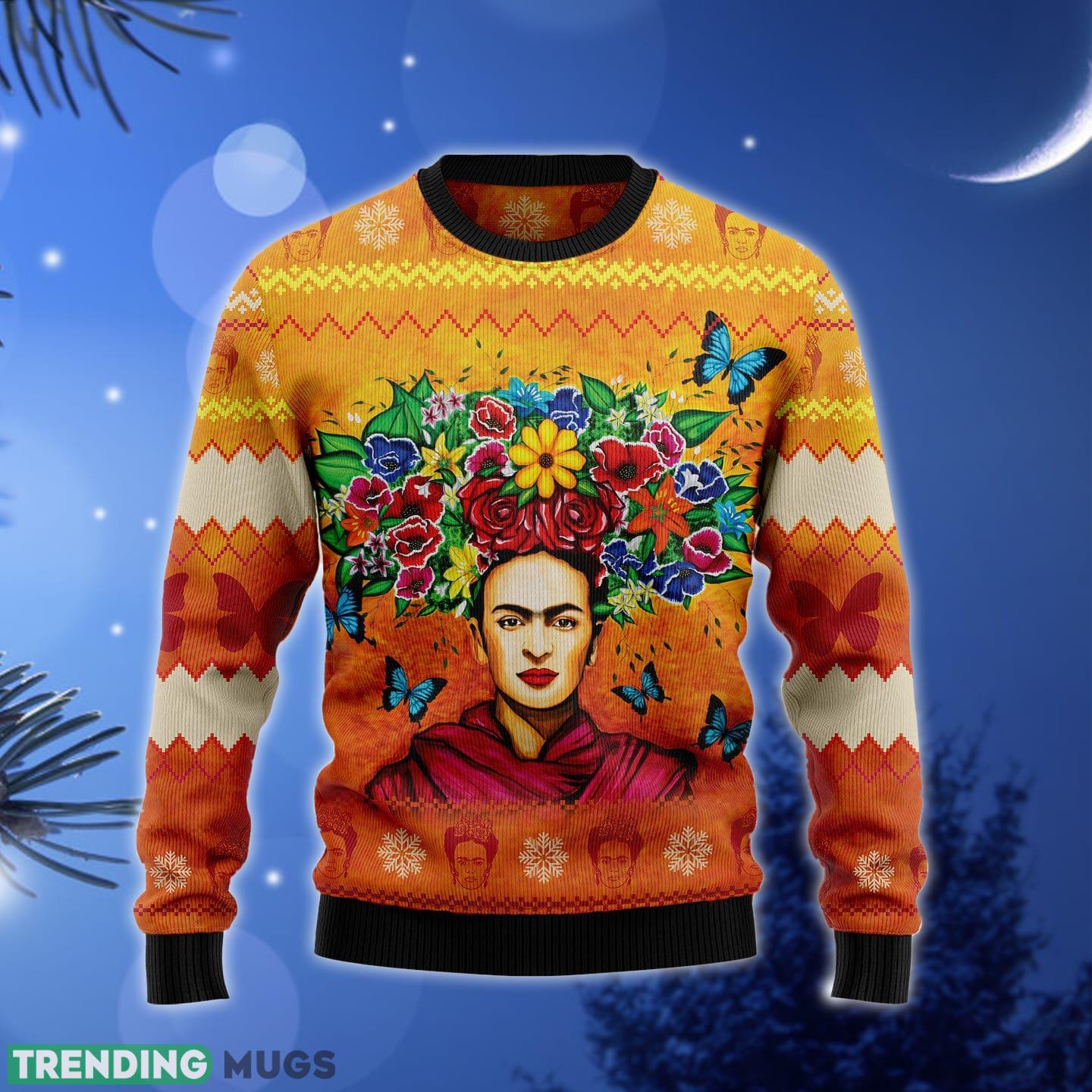 Frida Kahlo Butterfly Pattern Ugly Christmas Sweater Gift Men Women - Frida Kahlo Butterfly Pattern T2711 unisex womens & mens, couples matching, friends, funny family ugly christmas holiday sweater gifts (plus size available)_1 Frida Kahlo Butterfly Pattern Ugly Christmas Sweater Gift Men Women - Frida Kahlo Butterfly Pattern T2711 unisex womens & mens, couples matching, friends, funny family ugly christmas holiday sweater gifts (plus size available)_1