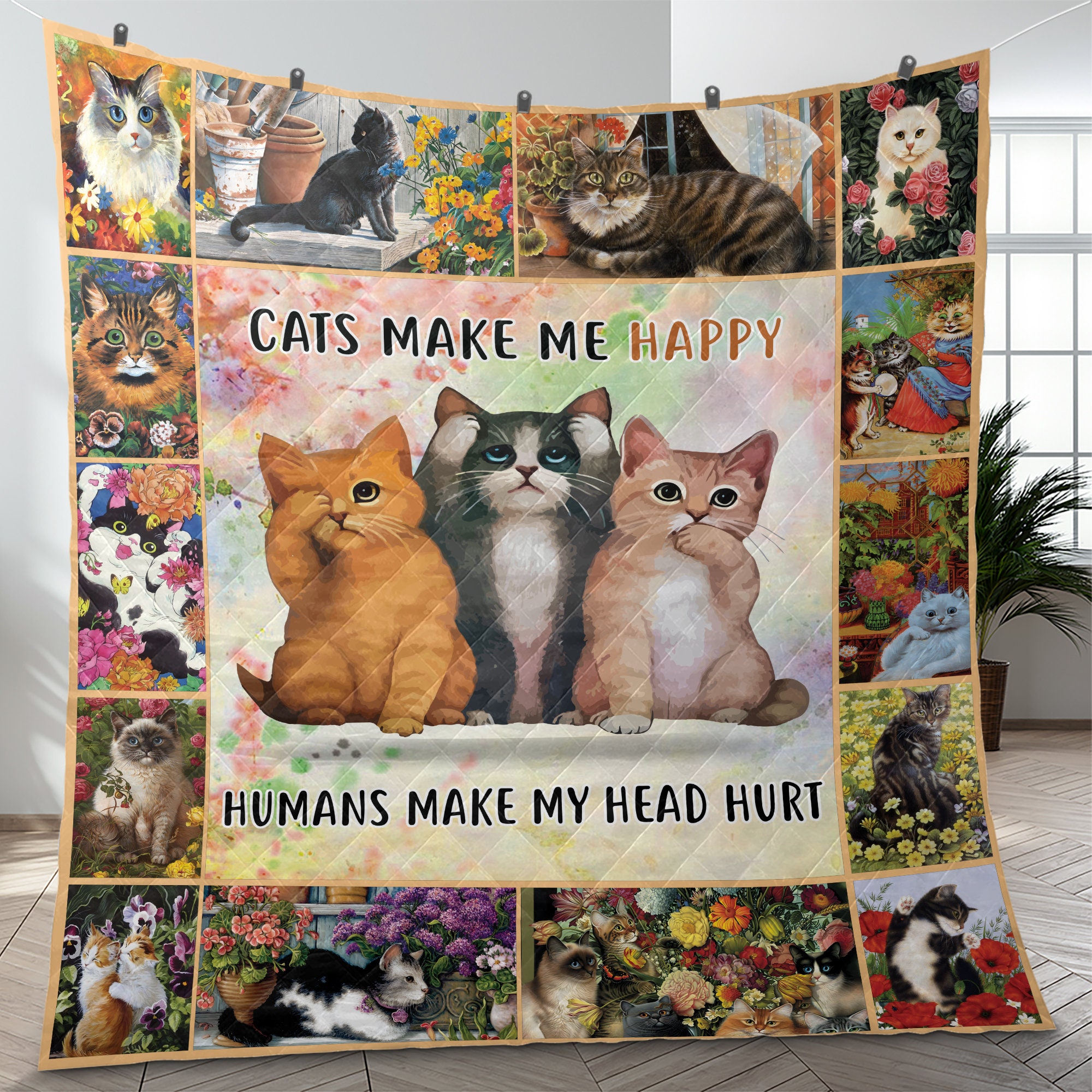 Funny Colorful Cats Bedding set Cat Christmas Quilt Blanket Vintage Christmas Home Decoration Halloween Gift Christmas Gift Quilt Set