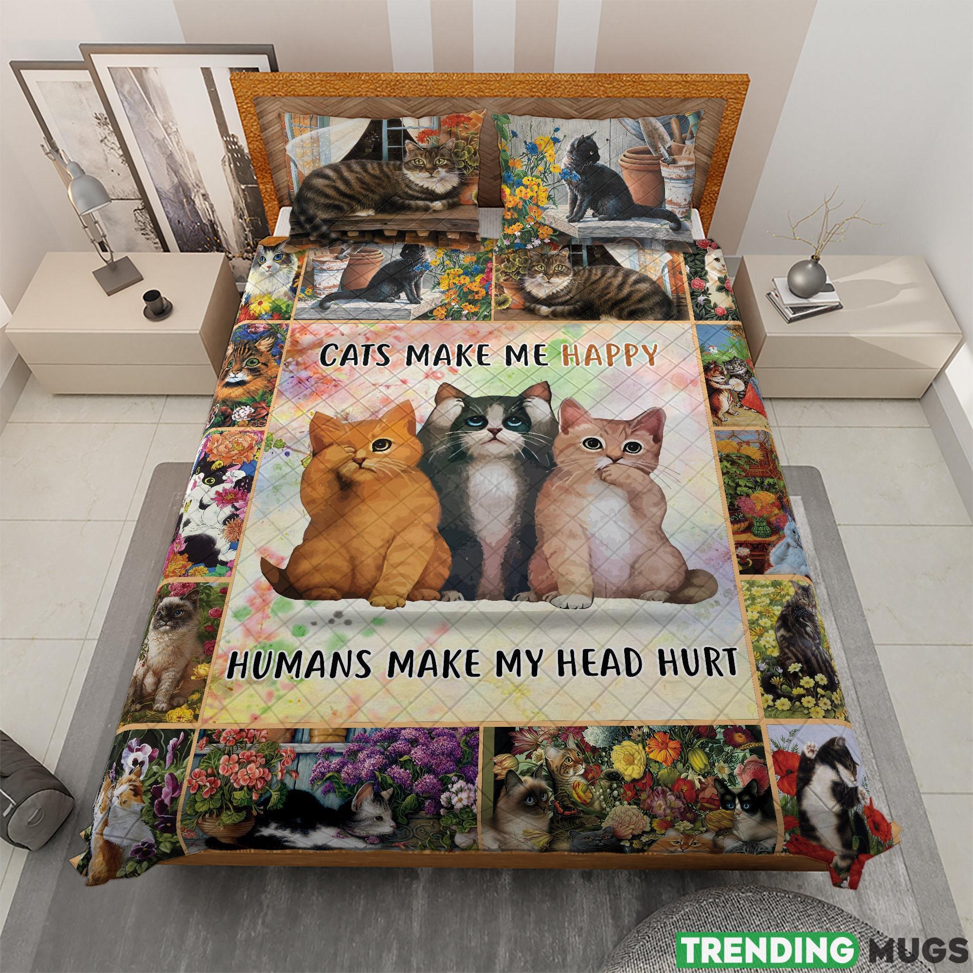 Funny Colorful Cats Bedding set Cat Christmas Quilt Blanket Vintage Christmas Home Decoration Halloween Gift Christmas Gift - 230923-112751