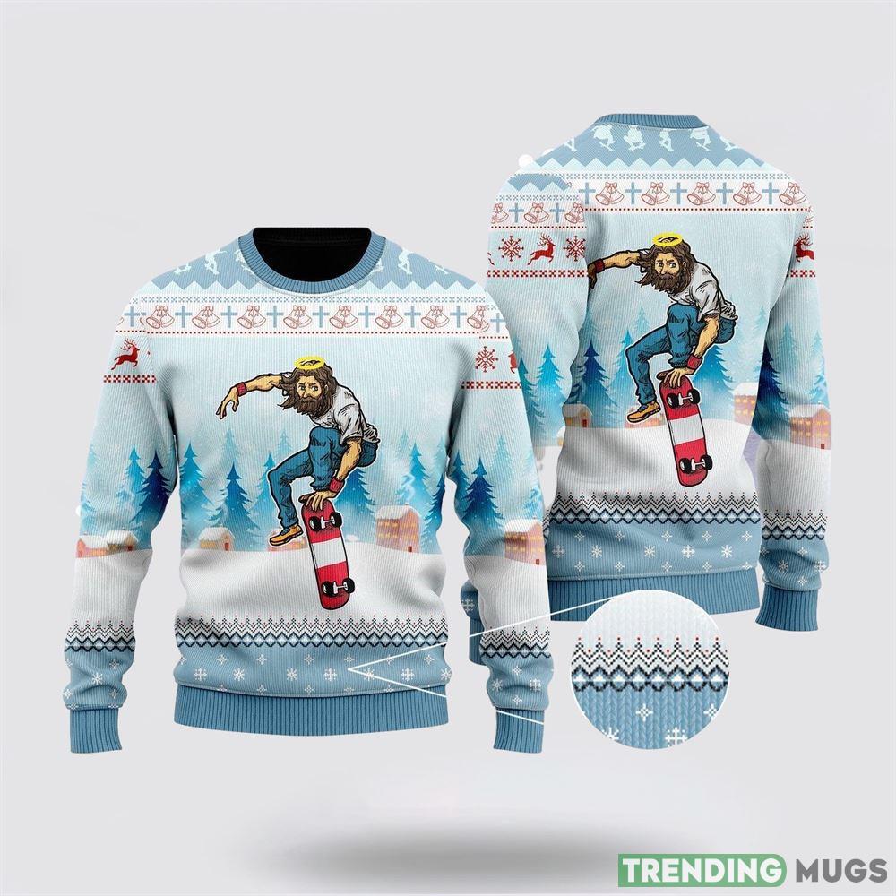 Funny Jesus Skateboarding Christmas Ugly Christmas Sweater Gift For Men And Women - Funny Jesus Skateboarding Christmas Ugly Christmas Sweater Gift For Men And Women Funny Jesus Skateboarding Christmas Ugly Christmas Sweater Gift For Men And Women - Funny Jesus Skateboarding Christmas Ugly Christmas Sweater Gift For Men And Women