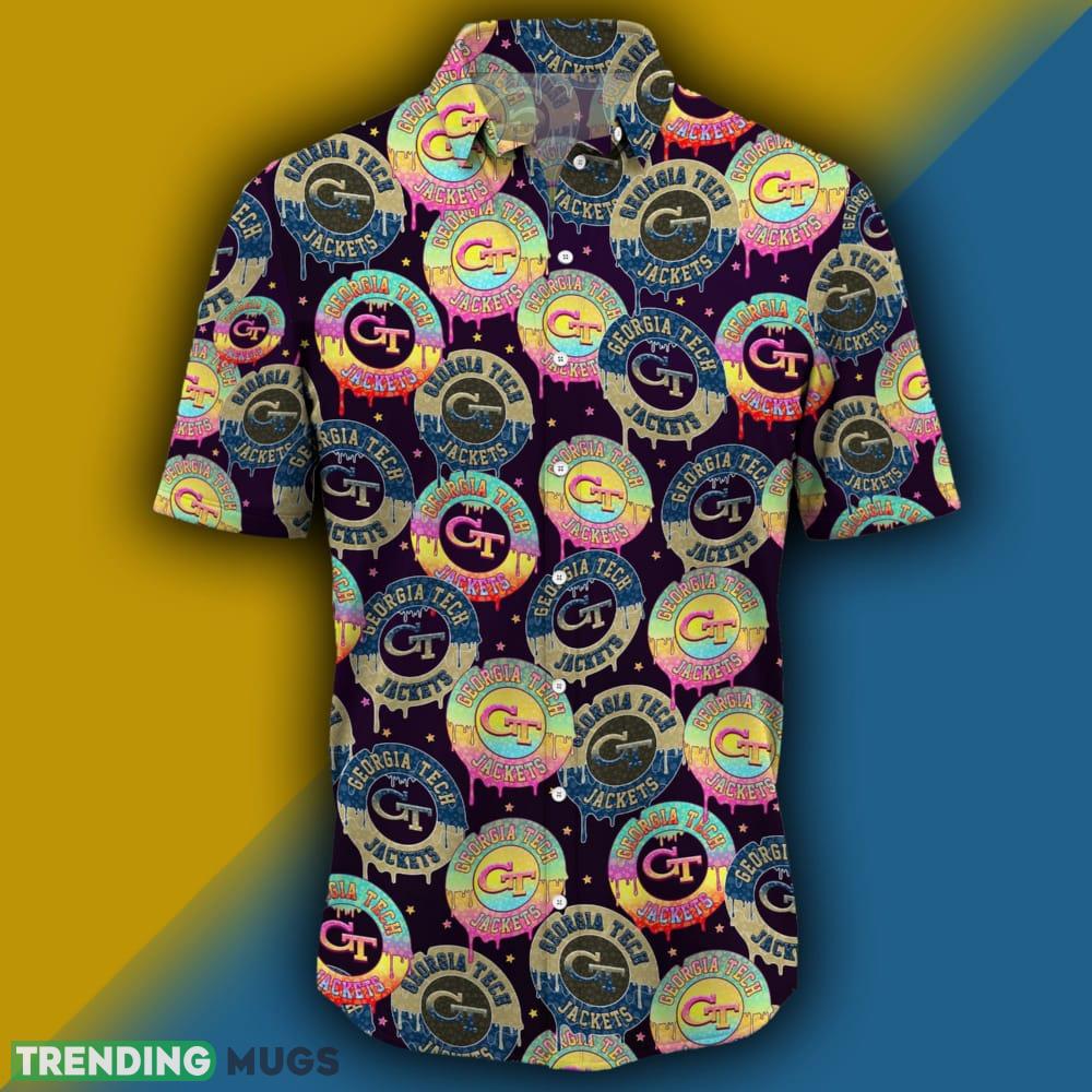 Georgia Tech Yellow Jackets CD Rainbow Pattern Hawaiian Shirt For Men And Women Hawaiian Shirt Georgia Tech Yellow Jackets CD Rainbow Pattern Hawaiian Shirt For Men And Women Hawaiian Shirt