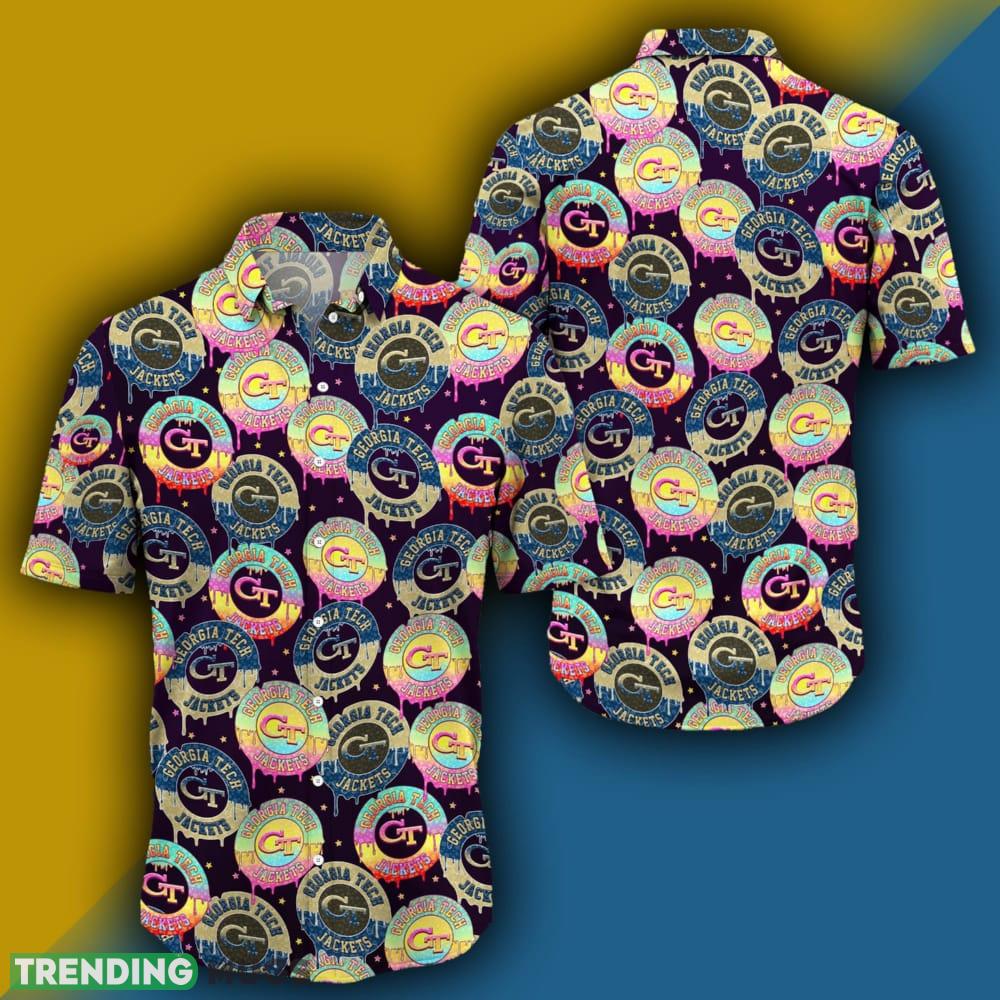 Georgia Tech Yellow Jackets CD Rainbow Pattern Hawaiian Shirt For Men And Women - Georgia Tech Yellow Jackets CD Rainbow Pattern Hawaiian Shirt For Men And Women Photo 2 Georgia Tech Yellow Jackets CD Rainbow Pattern Hawaiian Shirt For Men And Women - Georgia Tech Yellow Jackets CD Rainbow Pattern Hawaiian Shirt For Men And Women Photo 2
